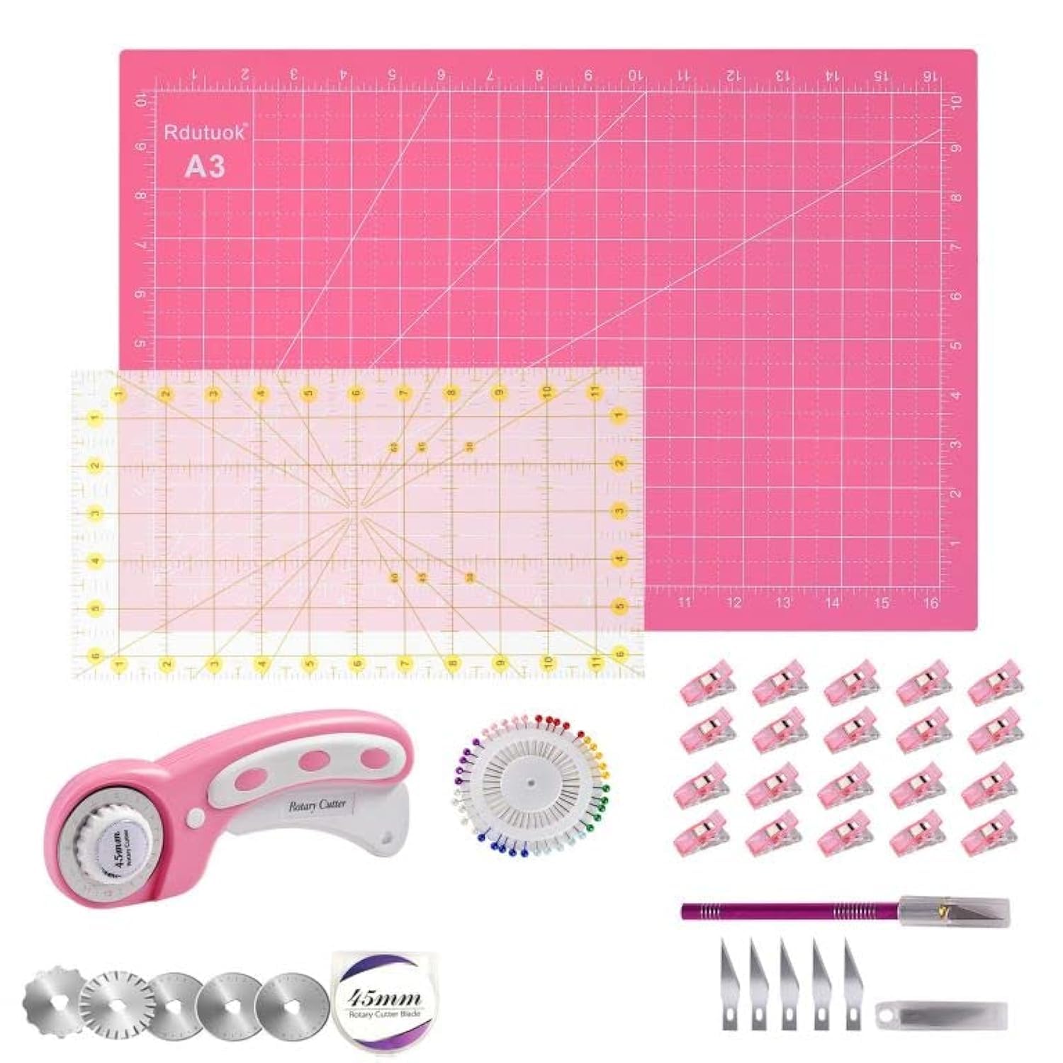 Rdutuok 45mm Rotary Cutter Set with A3 Mat