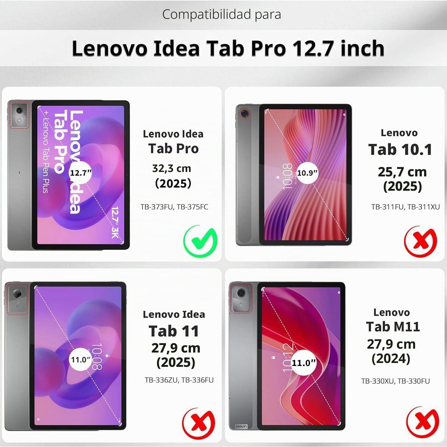 Funda con Teclado para Lenovo Idea Tab Pro 12,7 Pulgadas 2025 Modelo (TB373FU/TB375FC), Español Ñ Teclado Inalámbrico Bluetooth Desmontable Funda Ultradelgada Multiángulo con Ratón,Negro