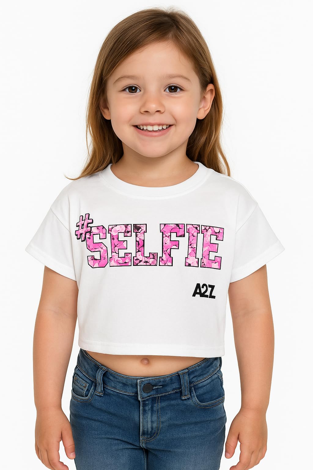 A2z 4 Kids Girls White Selfie Floss - Crop Top Selfie Splash 13