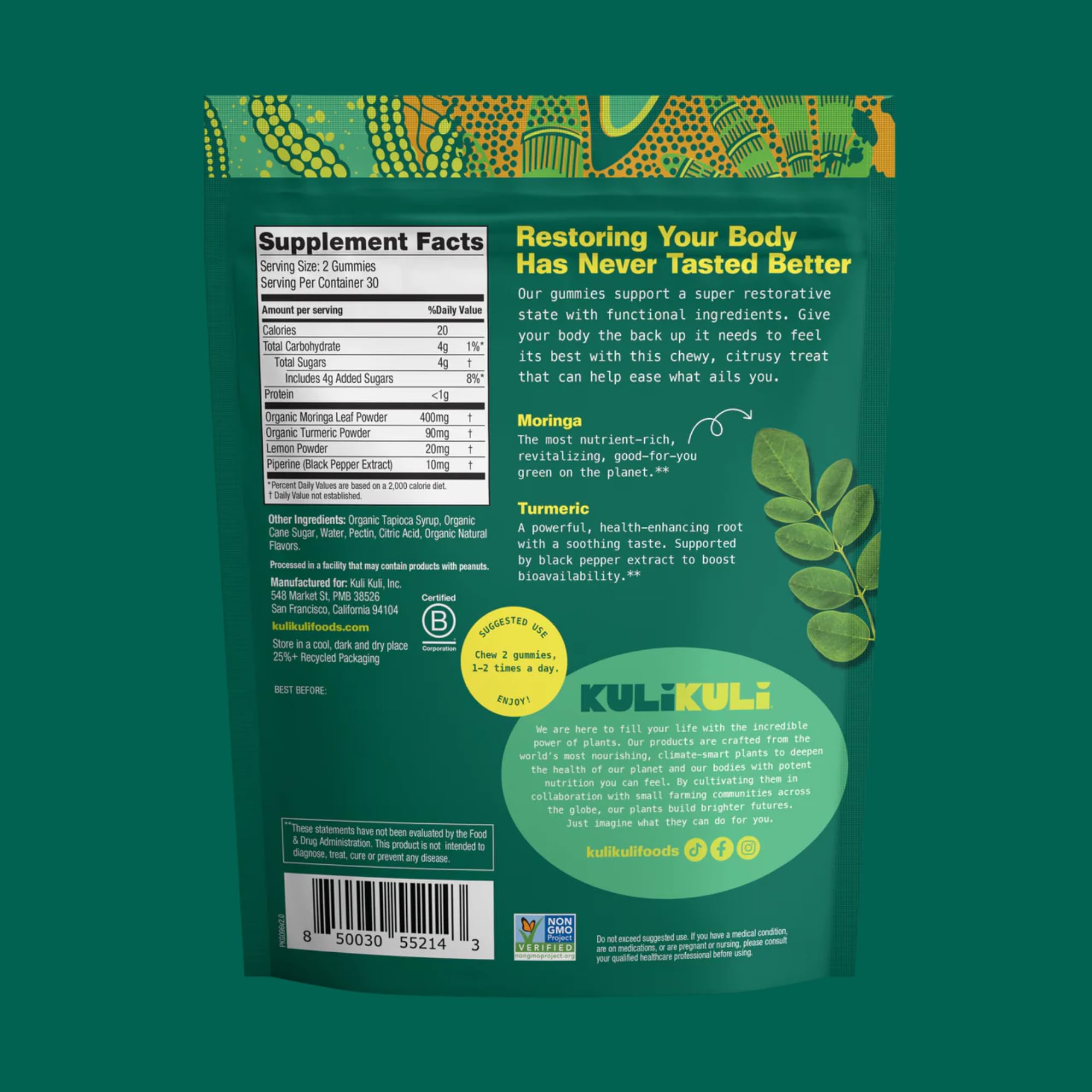 Kuli Kuli Moringa Gummies Variety Pack, 3 Flavors, 180 Count, Caffeine-Free — Amazon image 6