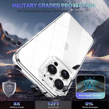 Ehr. iPhone 16 Pro Uyumlu Kamera Çıkıntılı Sert Sararmaz Kristal Mika Şeffaf Kılıf (Şeffaf, iPhone 16 Pro)