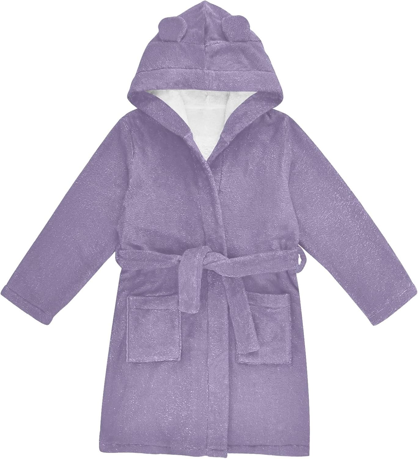 Grayish Purple Kids Bathrobe, Soft Plush Hooded Towel for Boys Girls, Quick Dry Swim Beach Bath Robe