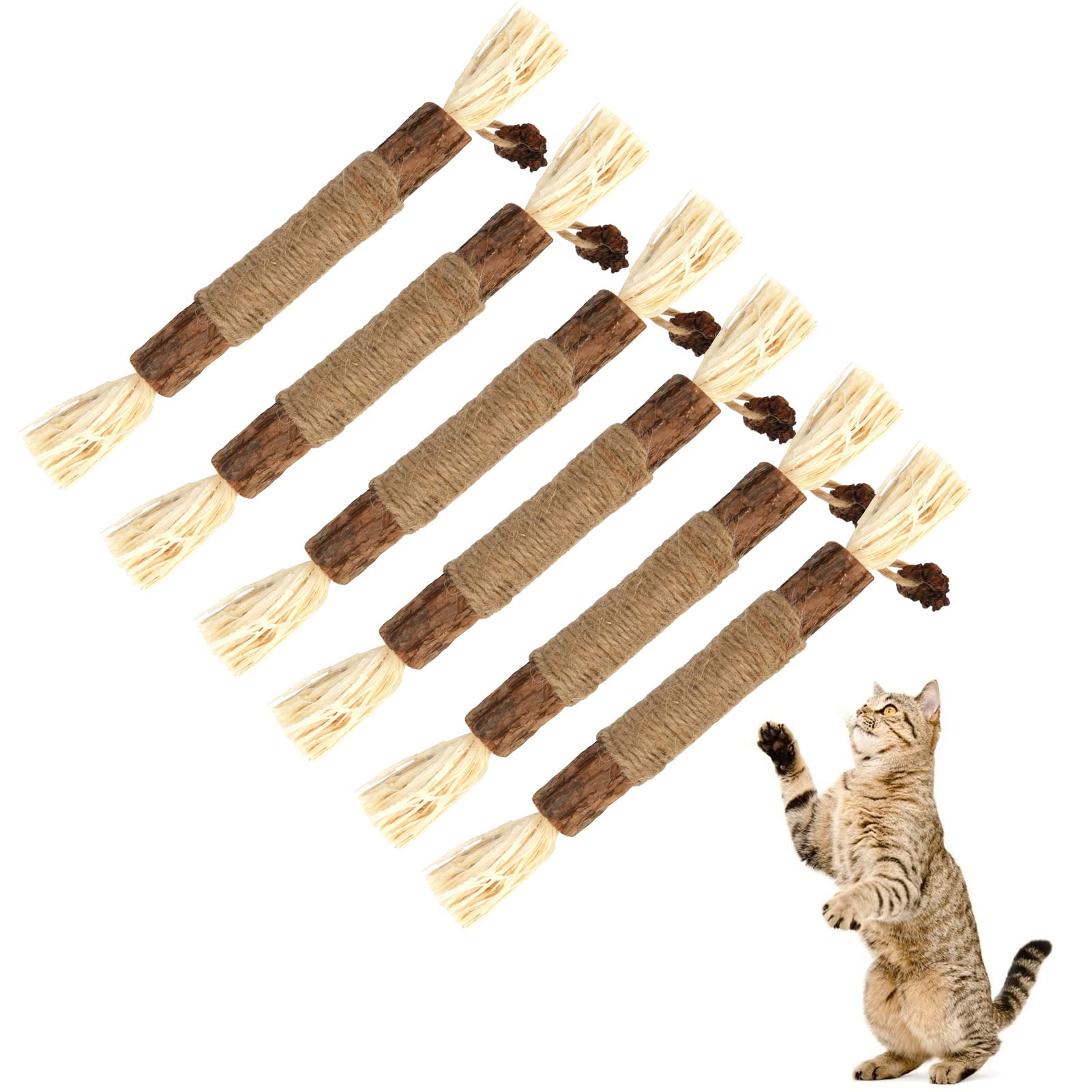 tao pipe 6 Stück Katzenminze Sticks, Katzen Sticks Matatabi Kausticks Interaktives Katzenspielzeug, Katzen Kauhölzer Silvervine Sticks zur Katzen Zahnpflege und Gegen Mundgeruch