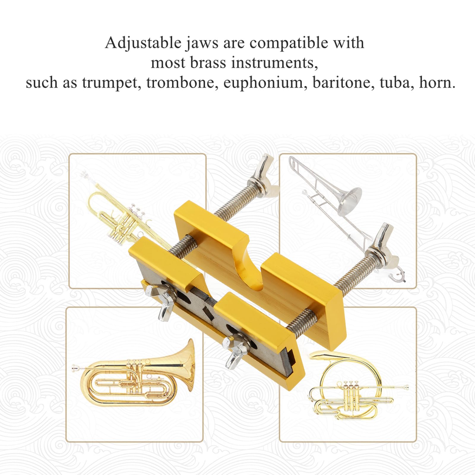 Outil d'attracteur à emporte-bouche réglable outil de détenteur de dispositif d'attracteur pour les instruments en laiton Trumpet Trombone Horn （Gold）
