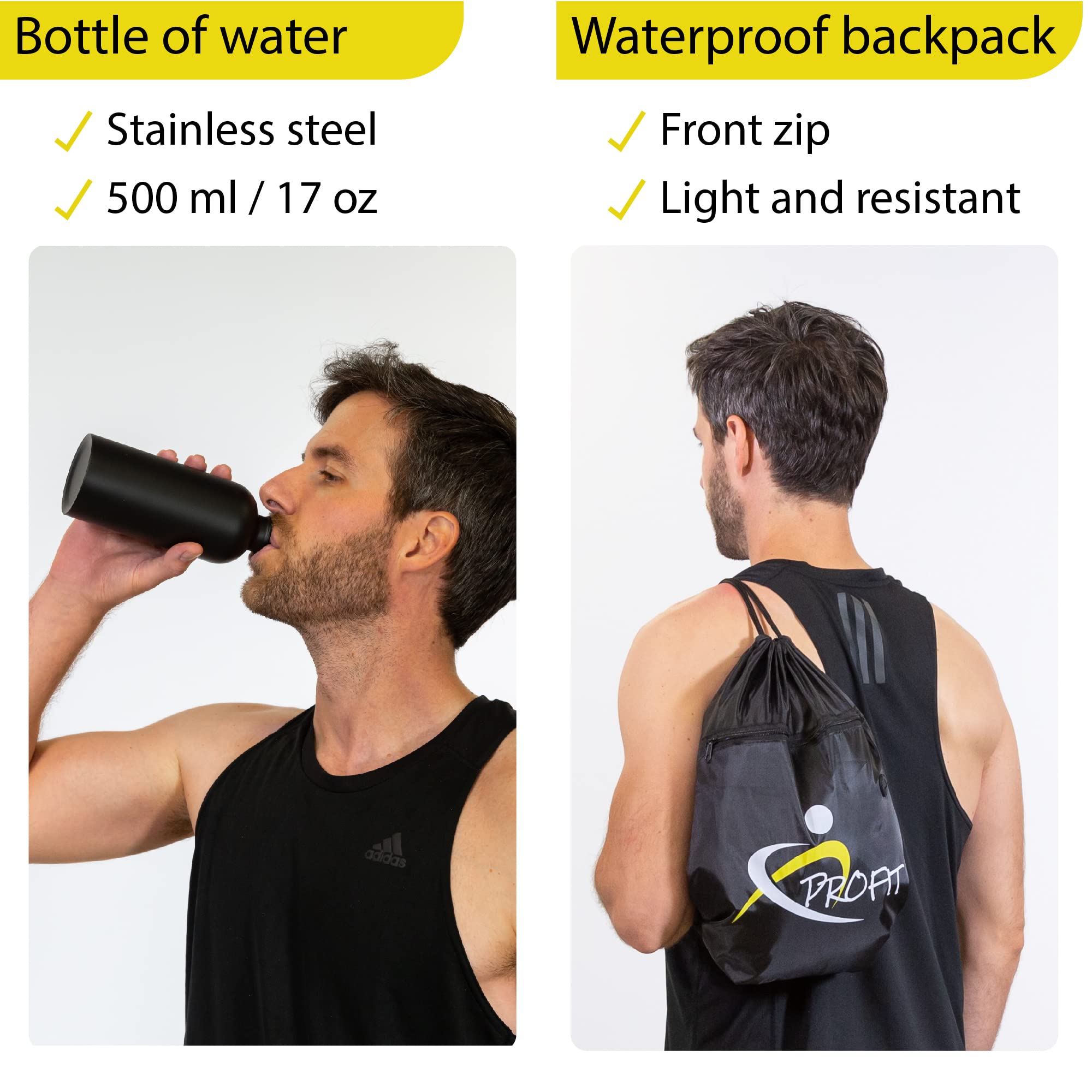 PROFIT entrenamiento en casa compatible con TRX - Con Anclaje Interior Y Exterior, Botellín Térmico, Y Cuerda Para Saltos - Ideal Para La Tonificación De Músculos Y Todo Nivel De Fitness
