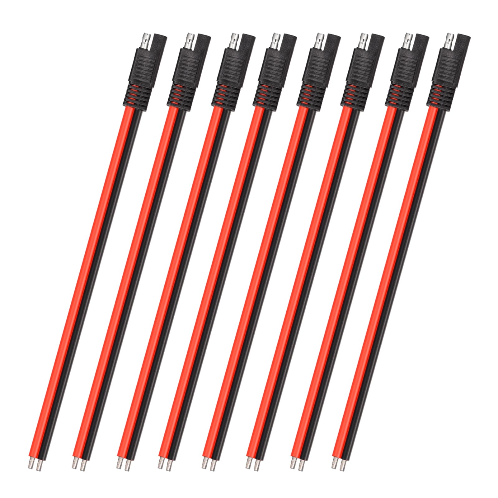 ELFCULB SAE Connector Cable,12AWG 1FT 2 Pin SAE Extension Cable for Solar Panel Car Motorcycle(8 Pieces)