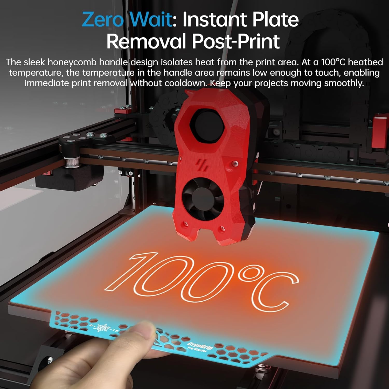 BIQU CryoGrip Pro Glacier-Original Panda Build Plate, Strong Bond, 356 x 356 mm | Dwustronna sprężyna stalowa blacha do drukarek 3D Voron 350, ulepszona płyta montażowa