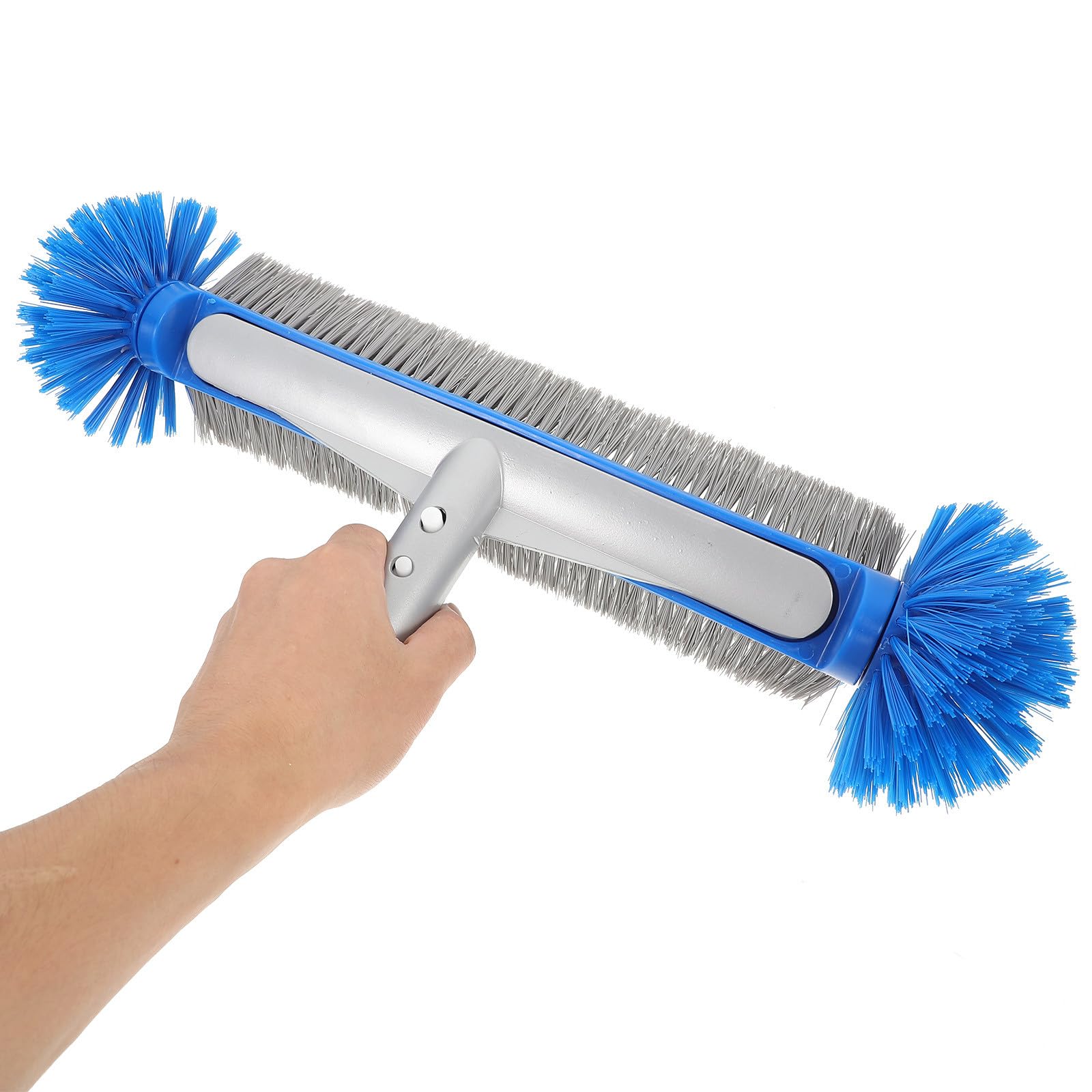 Cepillo para Piscinas con Mango Ergonómico y Respaldo de Aluminio, Resistente para Limpiar Paredes y Eliminar Alga Negra en Piscinas Enterradas