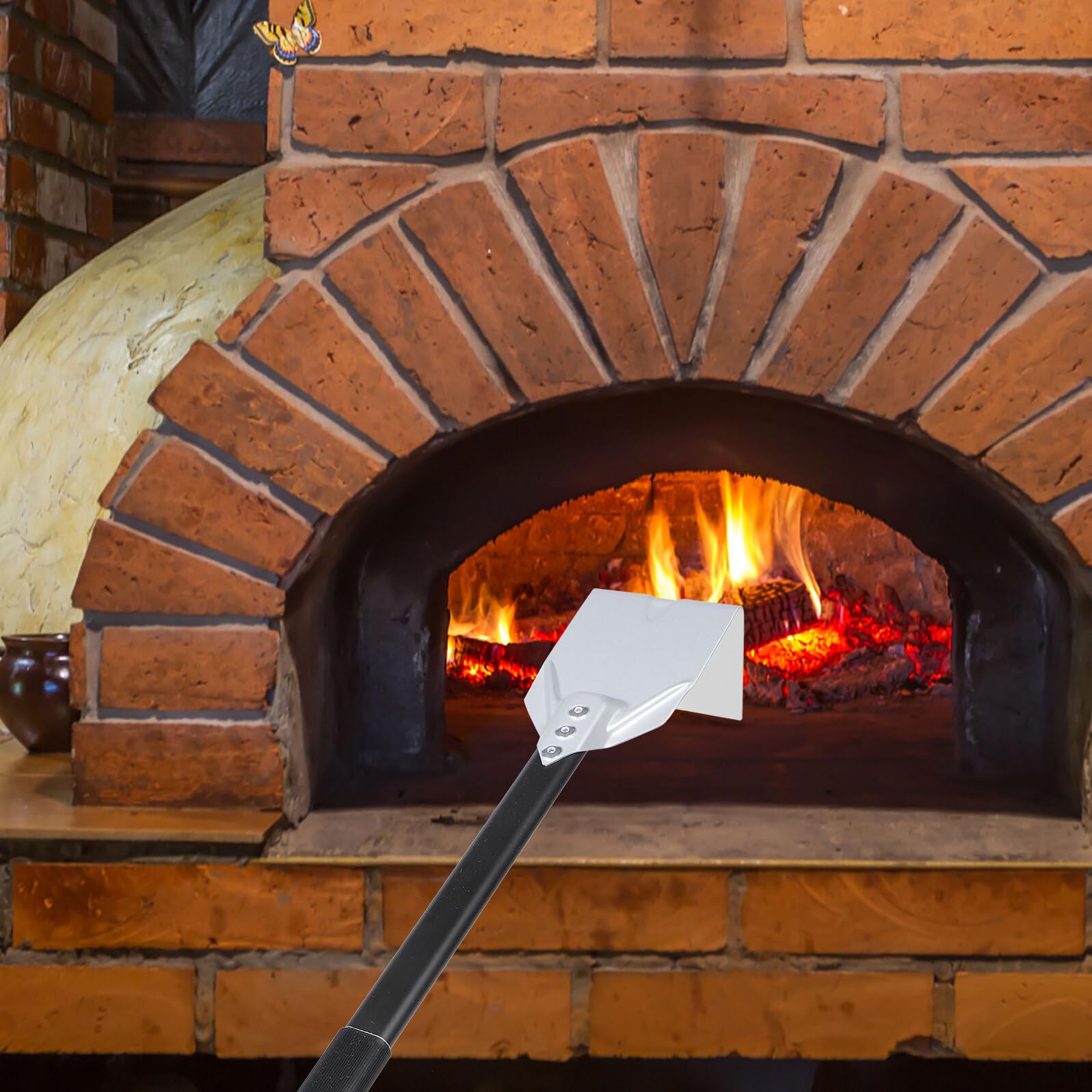 Artibetter Raschietto per Cenere in Acciaio con Manico Lungo Flessibile per Pulizia Caminetti Forni e Strumento Resistente per Rimuovere Ash e Residui da Termocamini e Barbecue