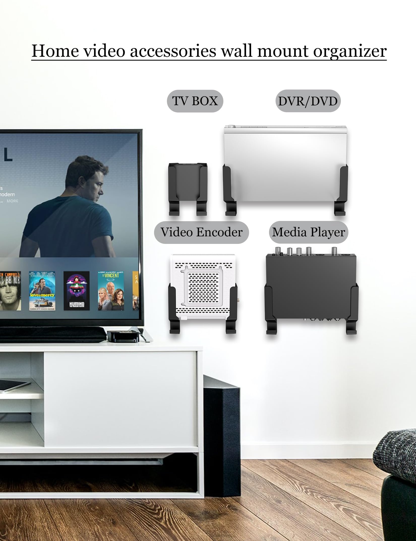 Estante universal de montaje en pared para módem/router/Mac Mini/Apple TV/ROKU, se adapta a caja de cable de pared detrás de TV, compatible con soporte de pared para portátil/Mac