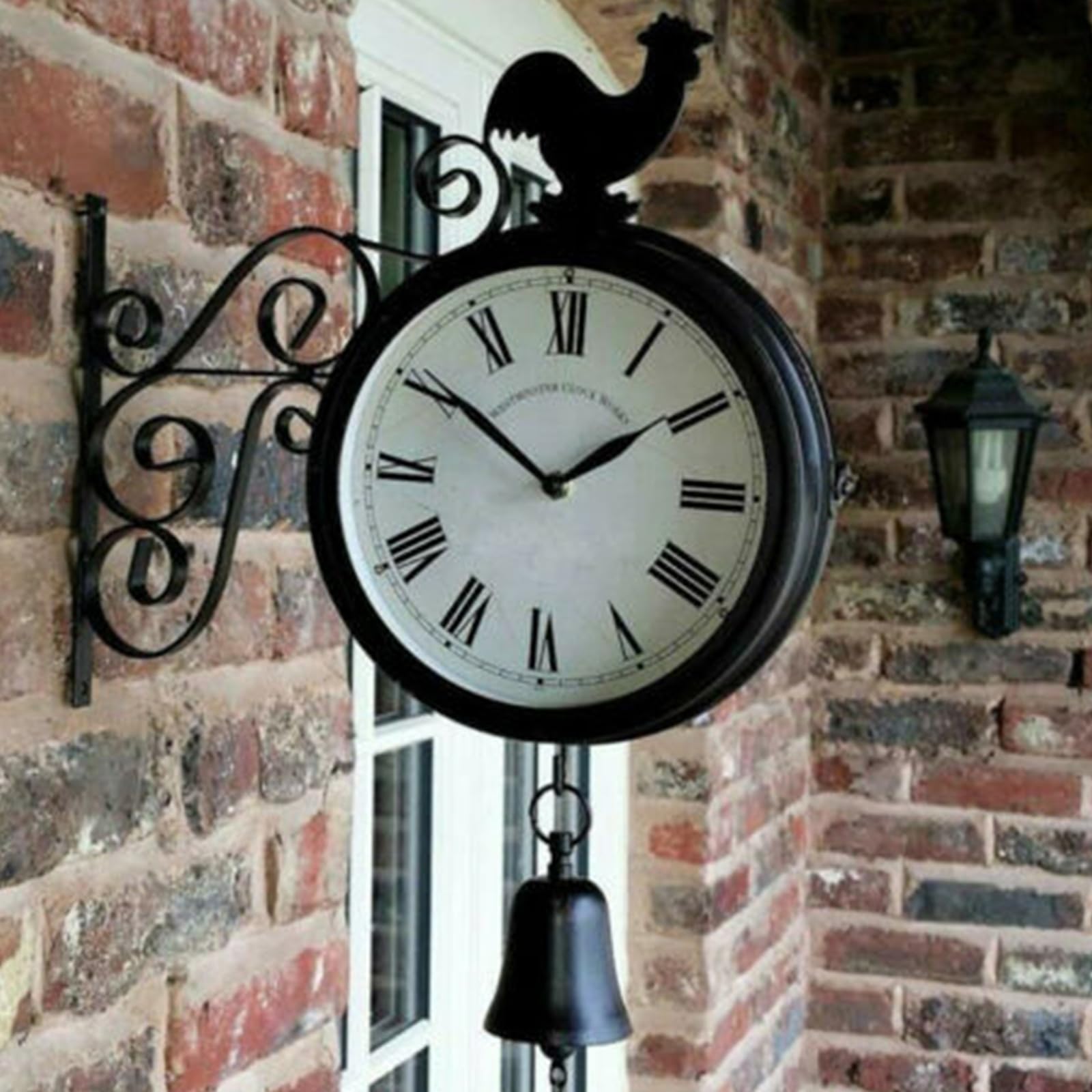 Zegar ogrodowy, zegar dworcowy, na zewnątrz, odporny na warunki atmosferyczne, dwustronny design, zegar outdoorowy do ogrodu, wodoodporny, 20 cm, retro zegar ogrodowy, z uchwytem ściennym, do ogrodu,