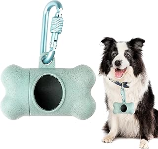 1Pcs Bone Shaped Dog Poo Bag Holder Doggy Poop Bag Dispenser Leak-Proof Key Chain Belt Collar Clip Dog Poo Pickup Bags Organizer Pet Supplies Dogs(Green, No Poo Bags)