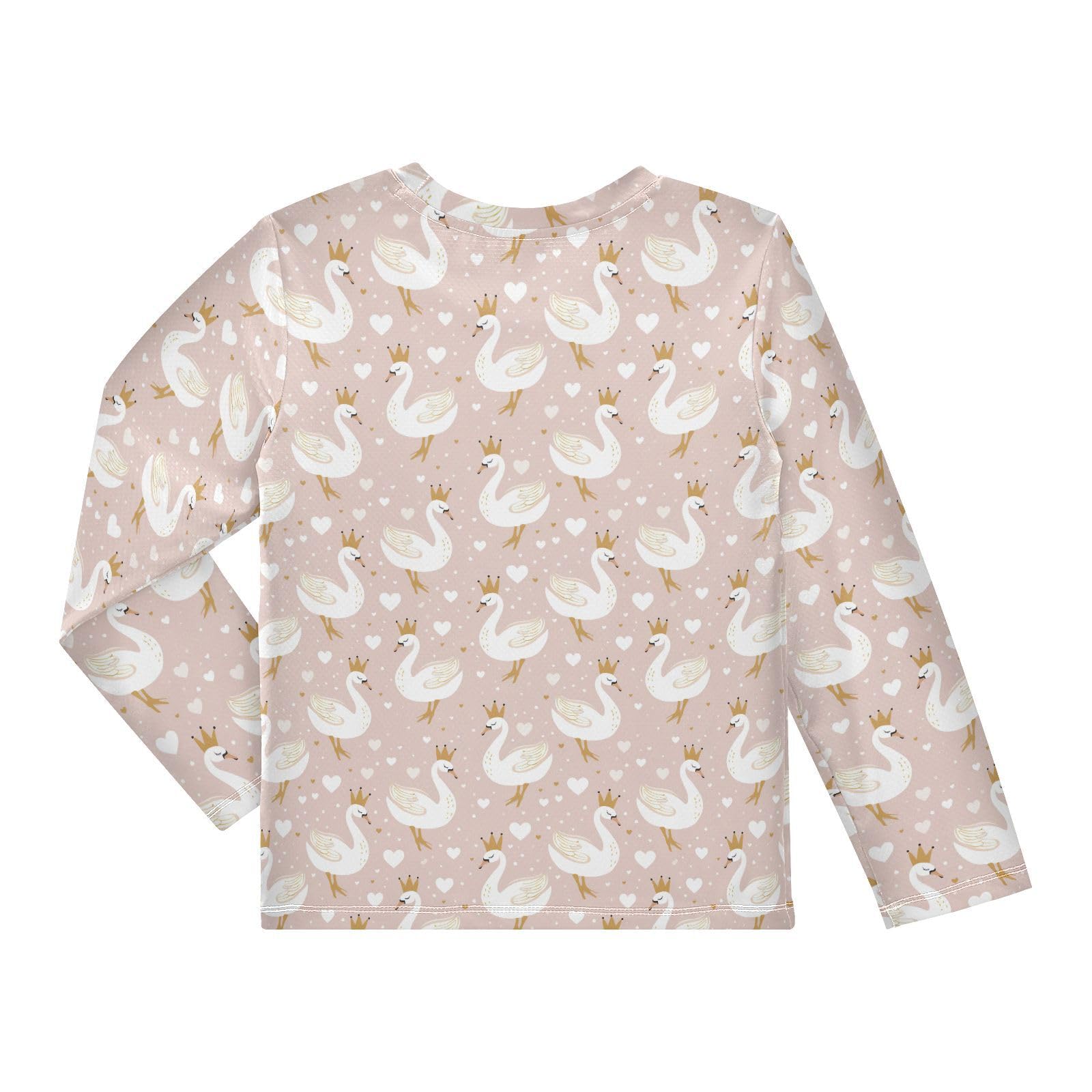 White Swan Pattern Boys Rash Guard Swim Shirts Long Sleeve UPF 50+ Quick Dry Sun Protection Shirt Swimwear Surf Tops for Toddler Kid Fishing Swimming Outdoor 11-12T Multicolor