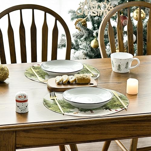 Miniatura 4 de Artoid Mode Juego de 4 manteles individuales de Navidad con diseño de árboles de Navidad, cardenales, copos de nieve, manteles individuales de