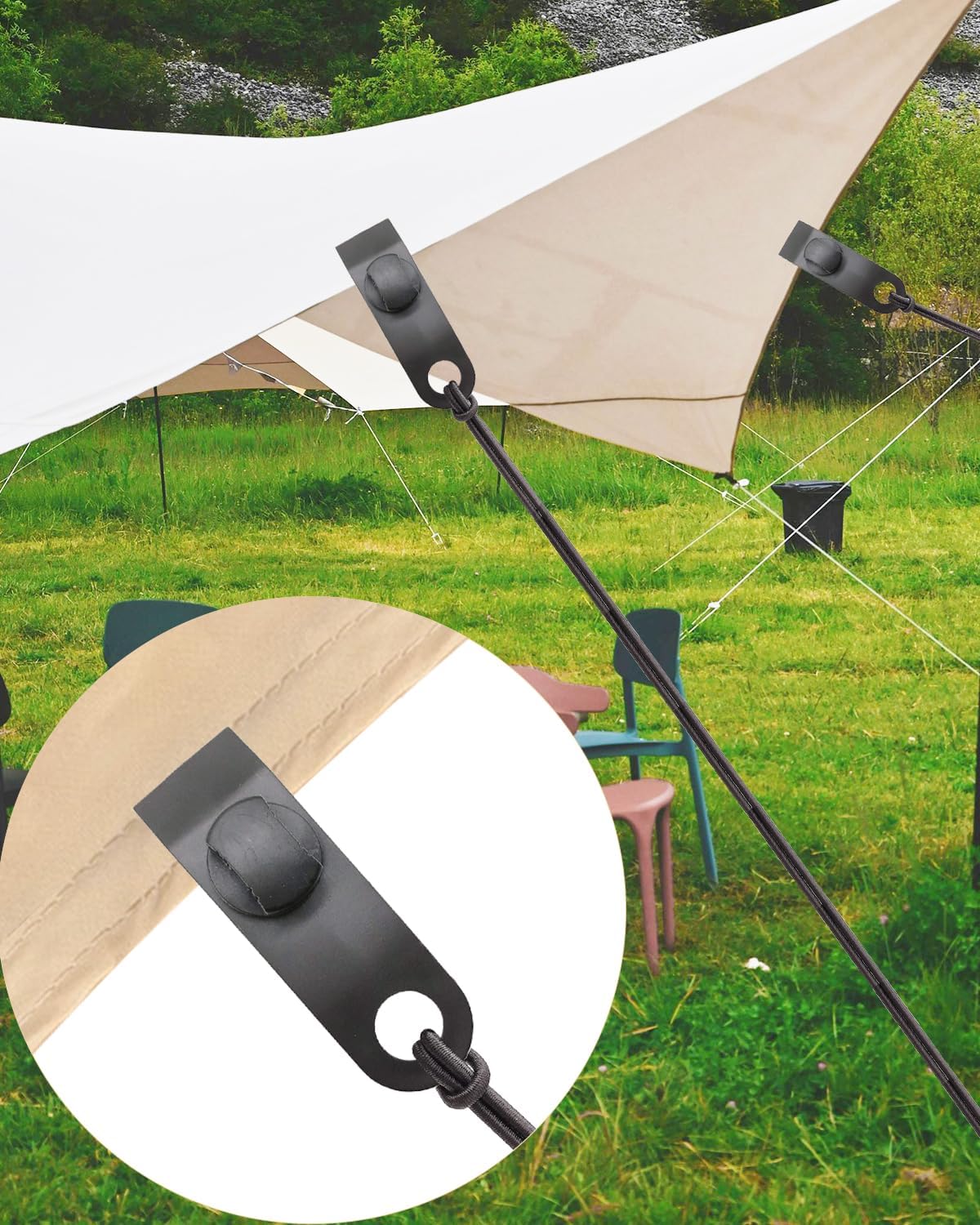 Tarp Clips Lock Grip, 40 Pack Tarp Clamps Heavy Duty and Ball Bungee Cords Set, Tent Clips with 6 Inch Bungie Cord Balls for Awnings Camping, Patio Umbrellas, Pool Awning Cover
