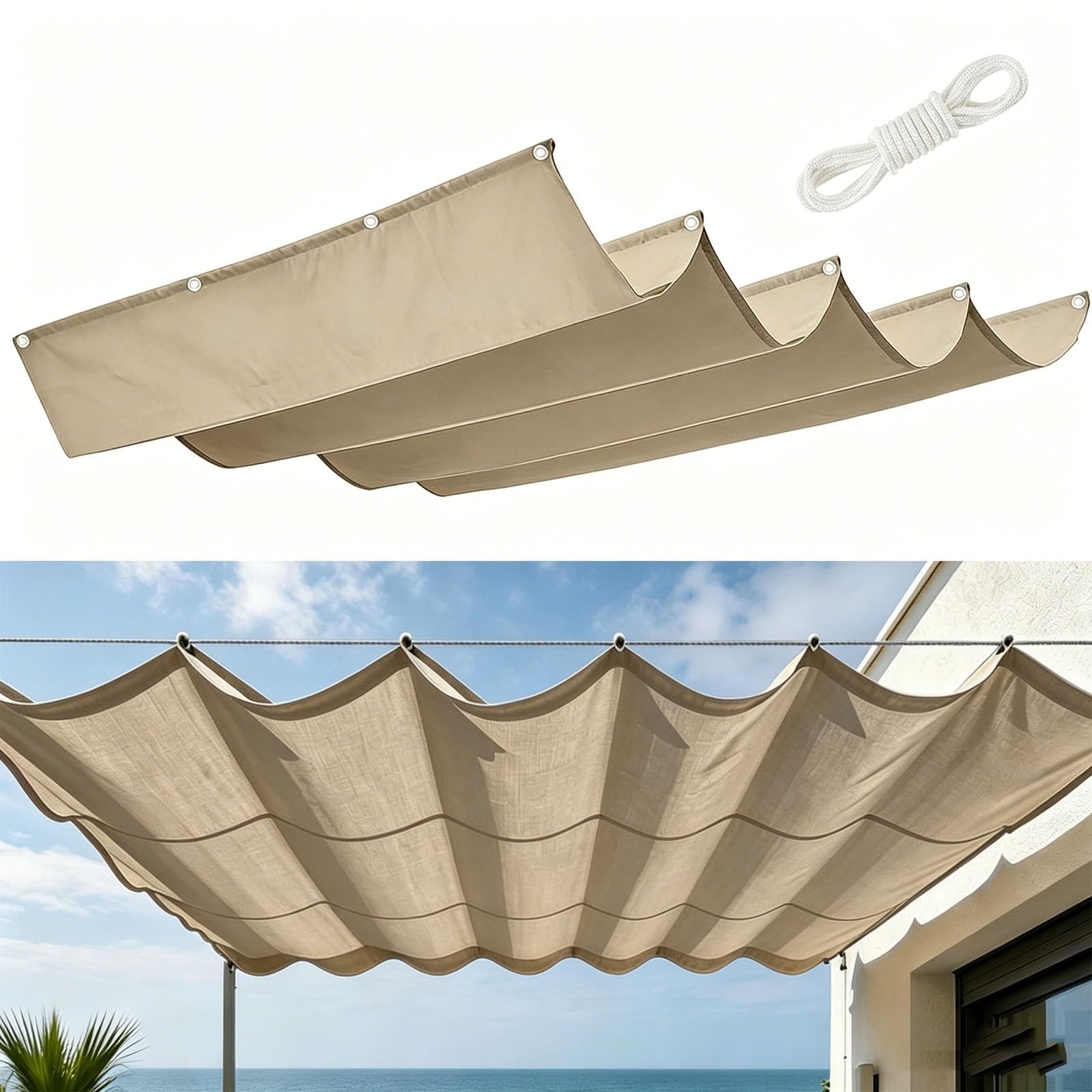 Voile d'ombrage vague rétractable 3 x 3.5 m contre le vent fort