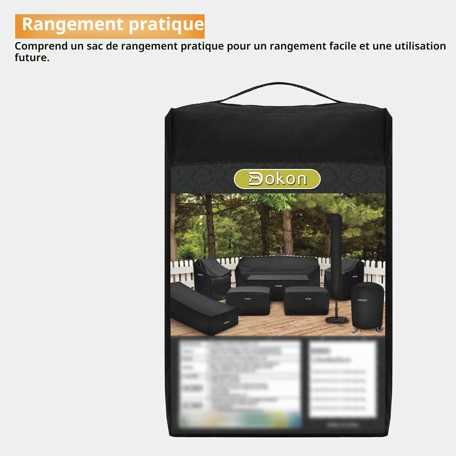 Dokon Housse Banc de Jardin 3 Places Imperméable Protection Extérieur Tissu Oxford 420D Anti-UV Noir 163x66x63/89cm