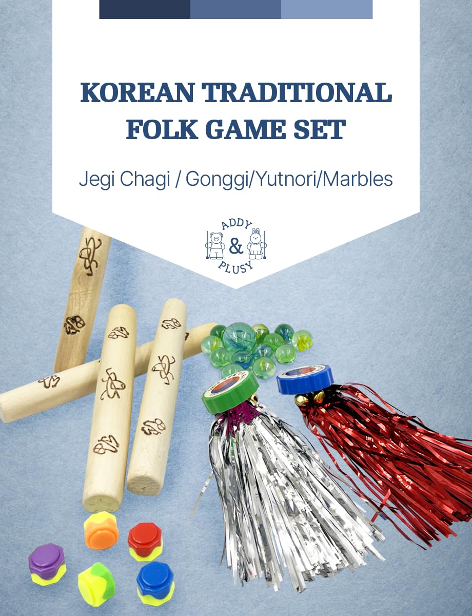 MADANG Koreanisches traditionelles Folk-Spielset/Footbag-Spiel Jegix 2/Gonggi/Yutnori/Murmeln