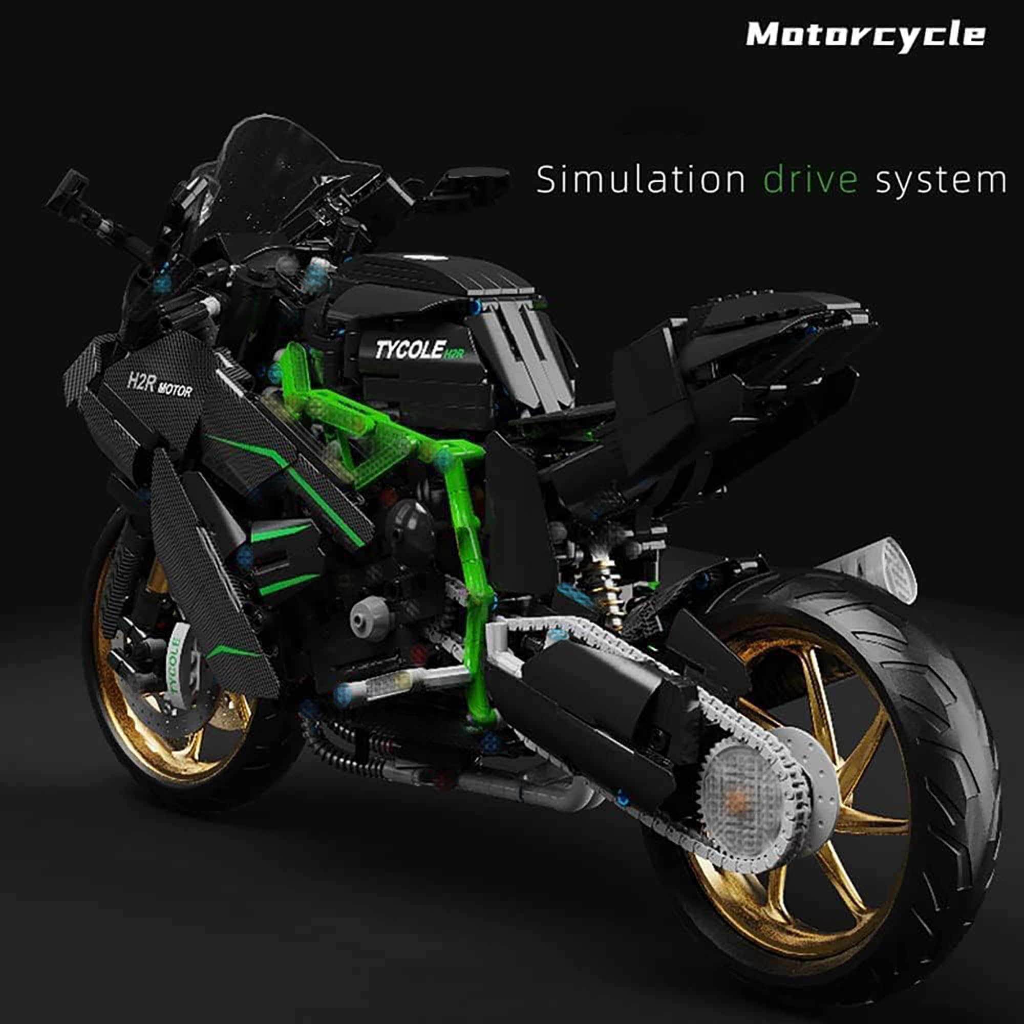 Technik Moto Blocs de Construction pour Kawasaki H2R, 1858 Pièces Moto Jeu de Construction de Véhicules, Collectionner Blocs de Construction Modèle, Cadeau de Construction pour Ados et Adultes