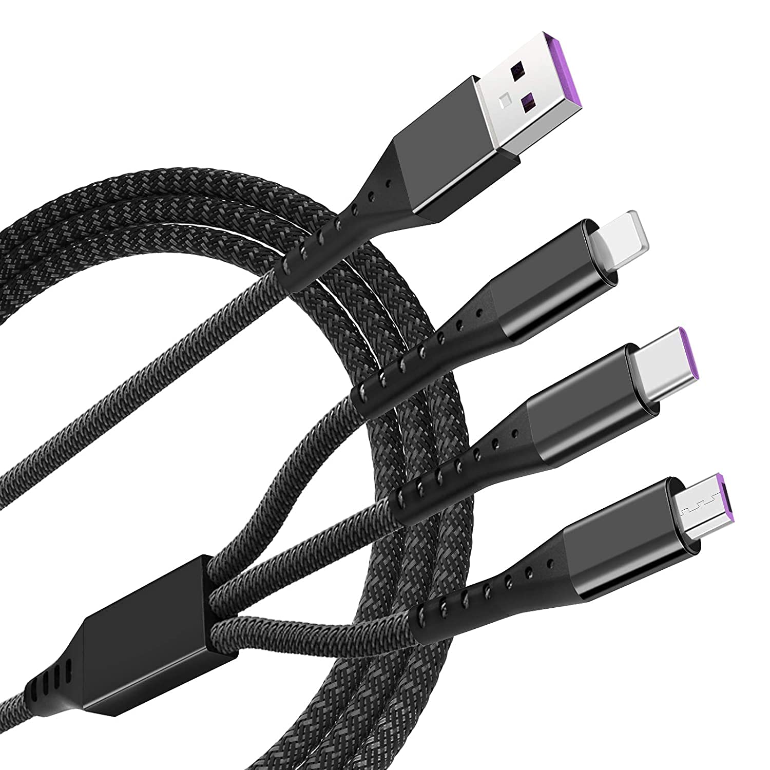 AMBLIC 3-in-1 Charging Cable Nylong Braided 3.0 Ampere Fast Charging Cable Multi-Phone Cord & Data Sync Cable with 1.5 Meter Long Cable for All Smartphones (B096ZSYZLT) Amazon Price History, Amazon Price Tracker