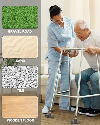 Miniatura 2 de Agrish Paquete de 2 esquís Walker Glide, deslizadores para personas mayores, ajuste universal, negro, instalación sin herramientas