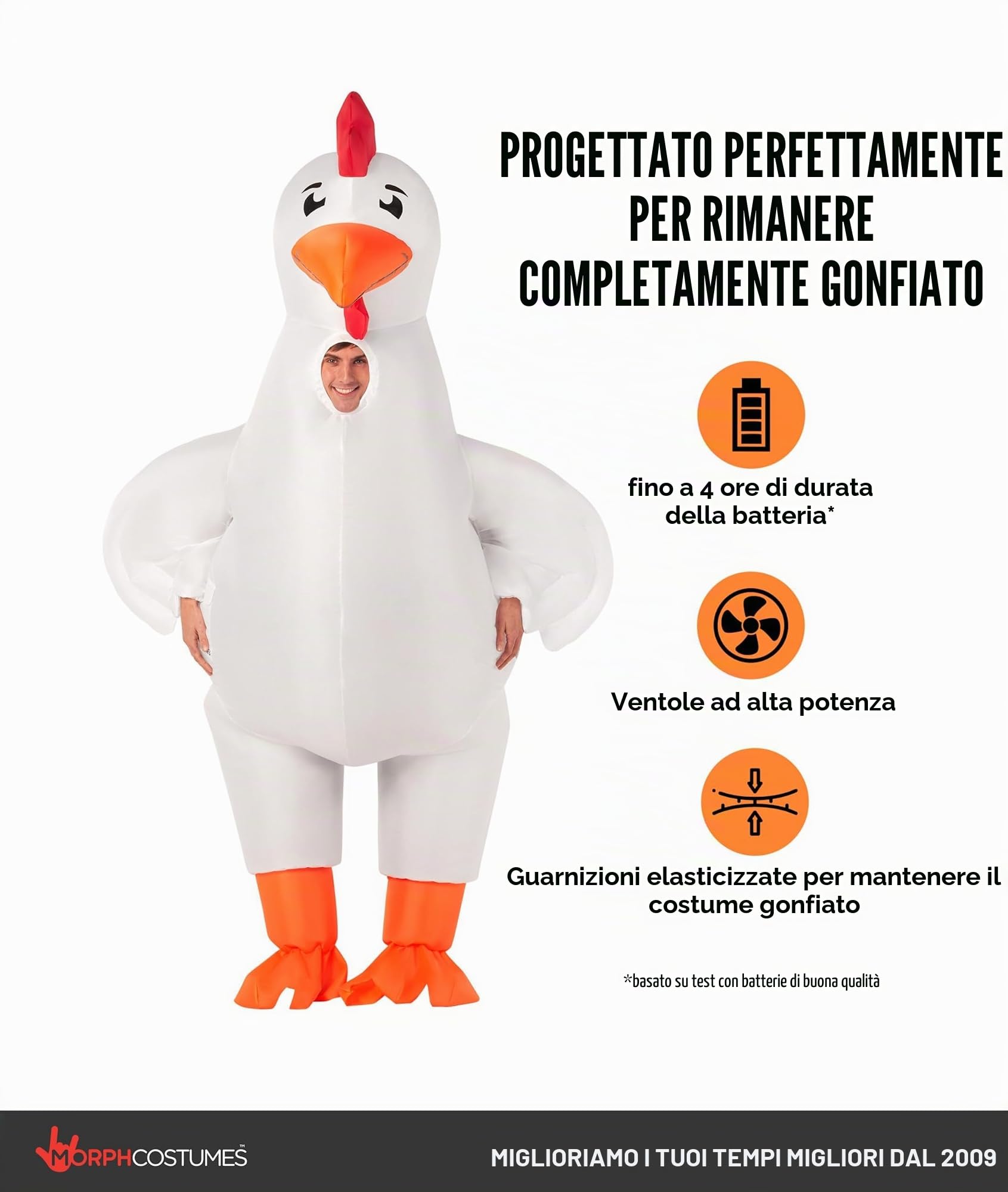 Morph Costume Pollo Gonfiabile Uomo, Costume Halloween Uomo