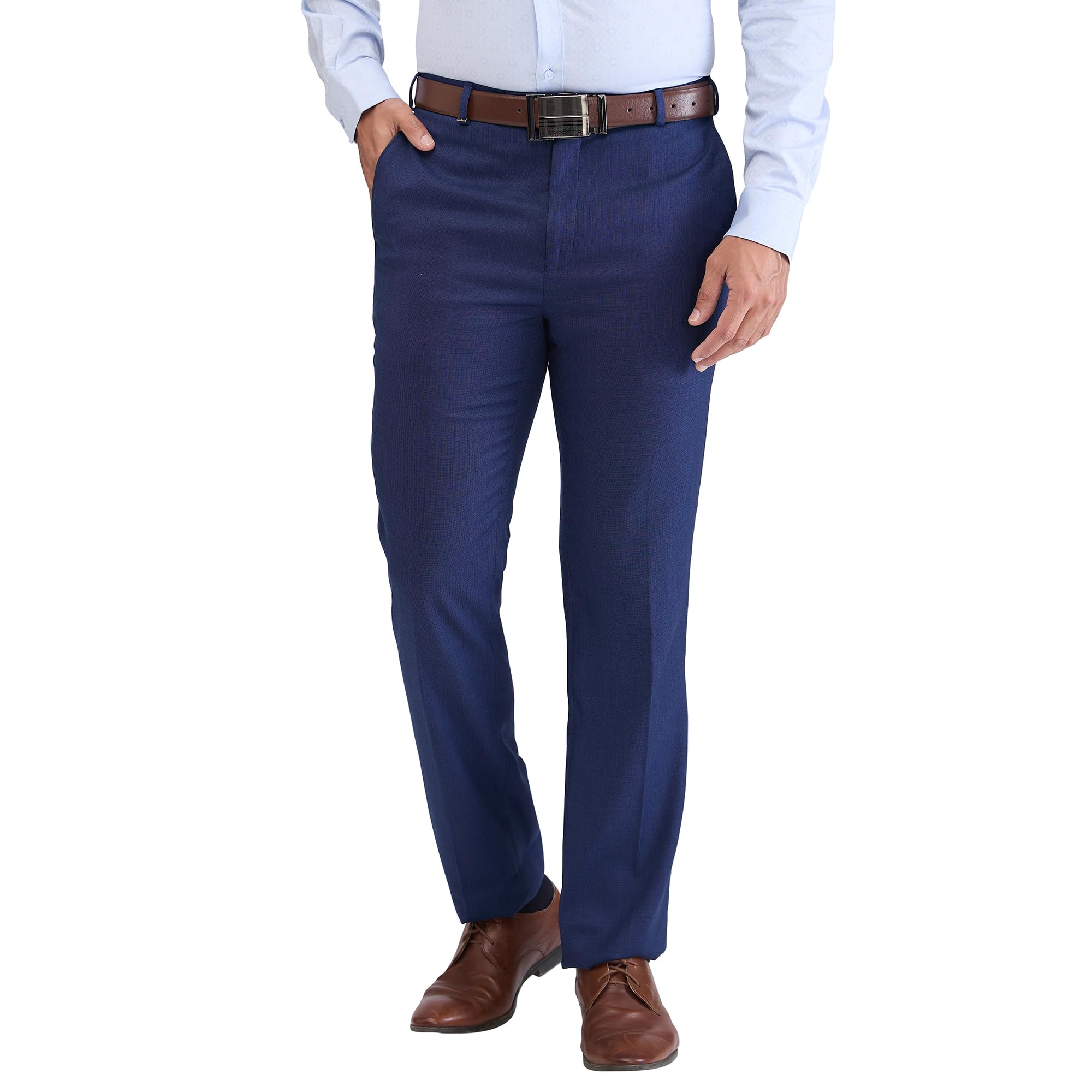 raymond Men Contemporary Fit Structure Pattern Terry Rayon Blend Pleatless Formal Trouser-picture-32