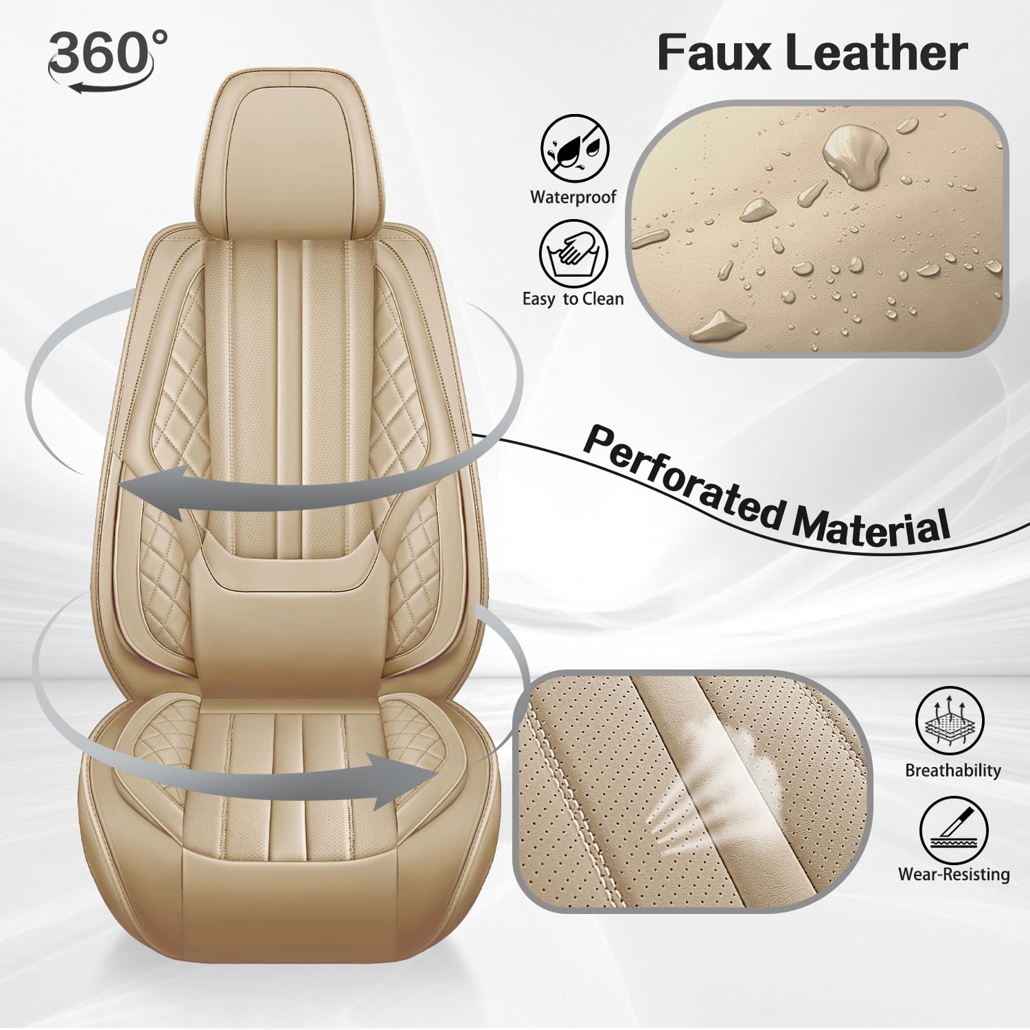 Car Seat Covers for Nissan Altima 2005-2024 2025 Anti-Slip Waterproof Nappa Leather Seat Covers Full Set Breathable Comfortable — view 6