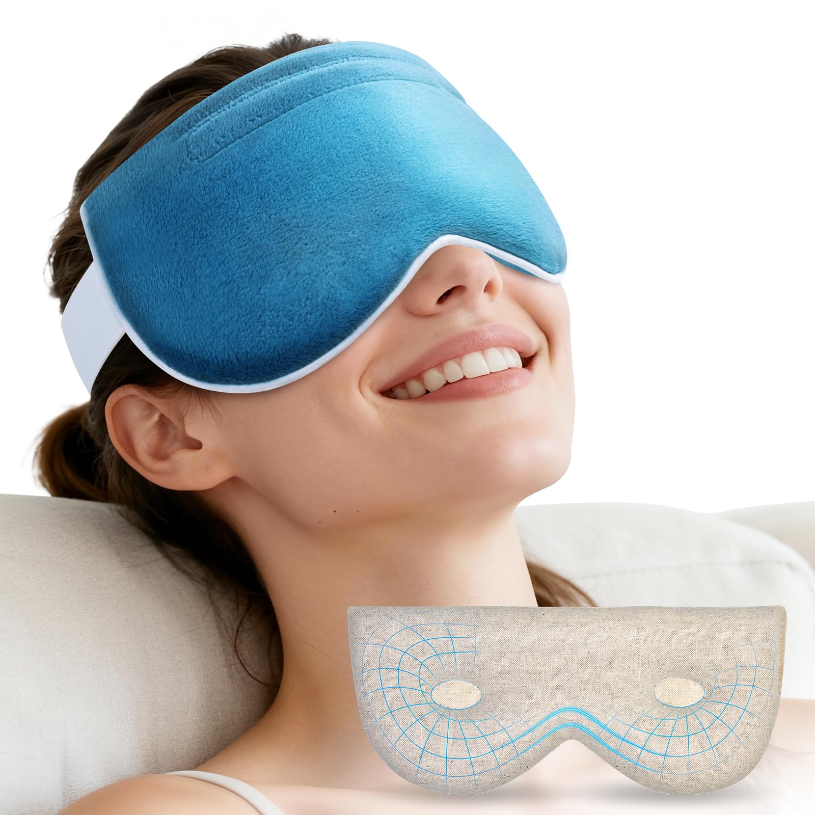Hilph Microwavable Heated Eye Mask with 3D Contoured - Large Zero-Pressure Design for Dry Eyes Moist Heat Warm