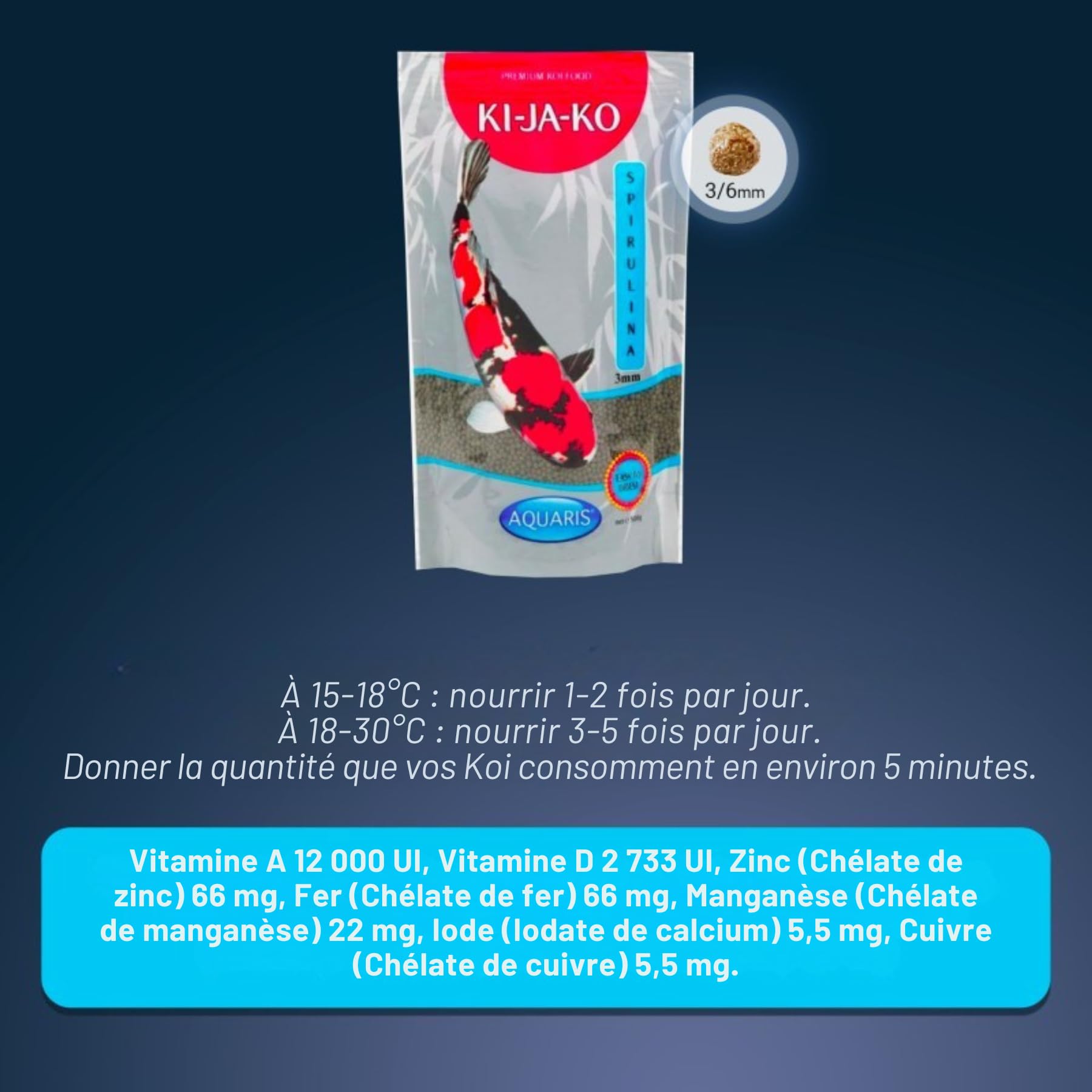 Spirulina Plus - Nourriture pour carpes koï Riche en caroténoïdes 1 kg / 3 mm. Nourriture pour koï avec capsanthine, astaxanthine et FORPLUS (algues Riches en oméga-3).