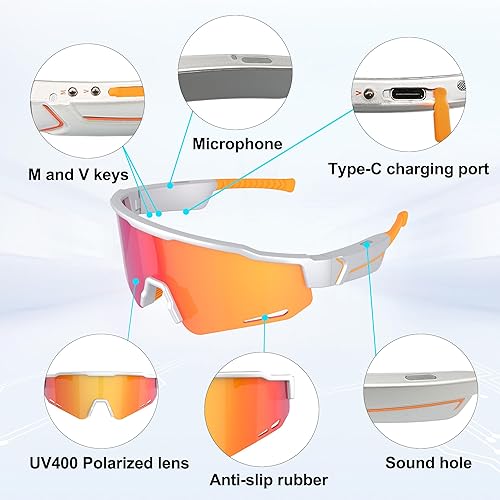 Miniatura 3 de Gafas de sol Bluetooth para ciclismo, gafas deportivas inteligentes para hombres y mujeres, Bluetooth 5.2 con protección UV400, para exteriores,