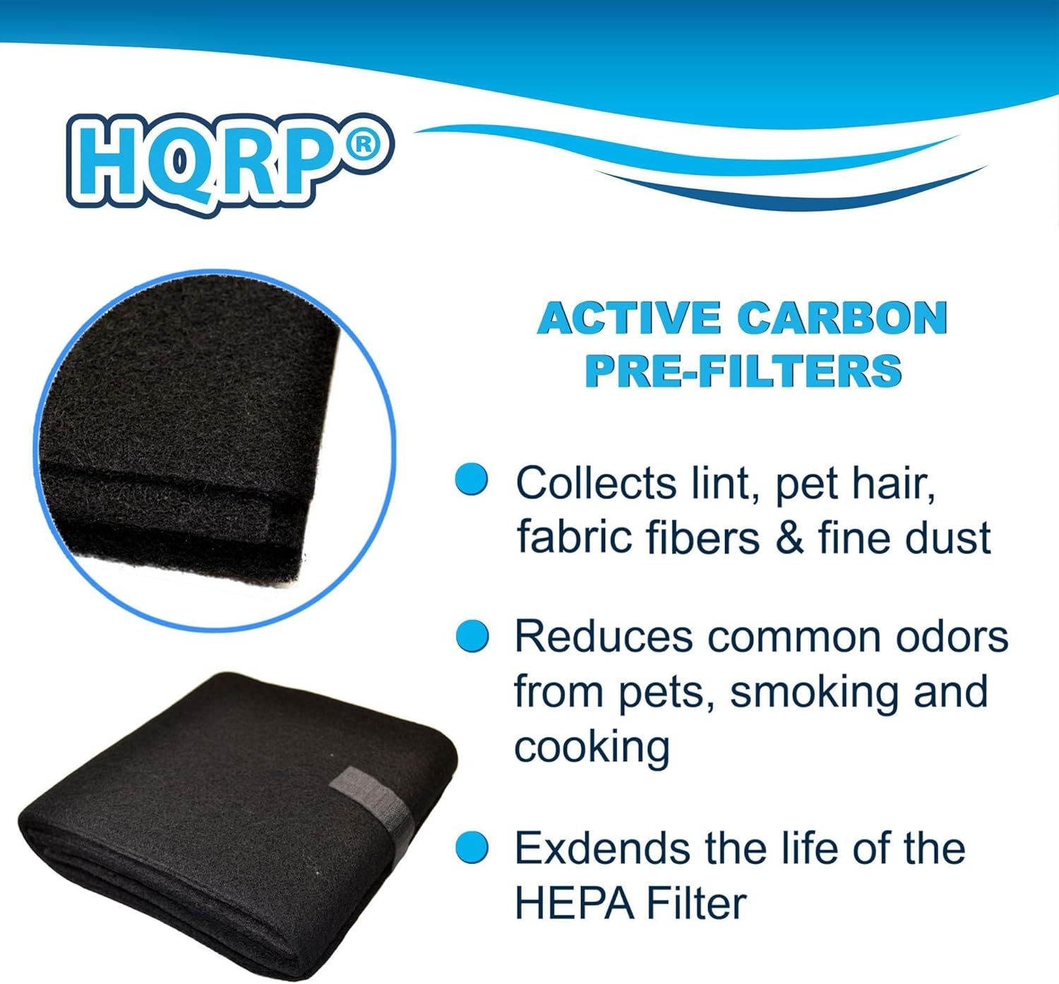HQRP 2-Pack Carbon Filter Compatible with Honeywell HPA300, 50100, 50150, 50250-S, 17000-S, 50255, 50300, 51360, 51376, 51500, 51771 models