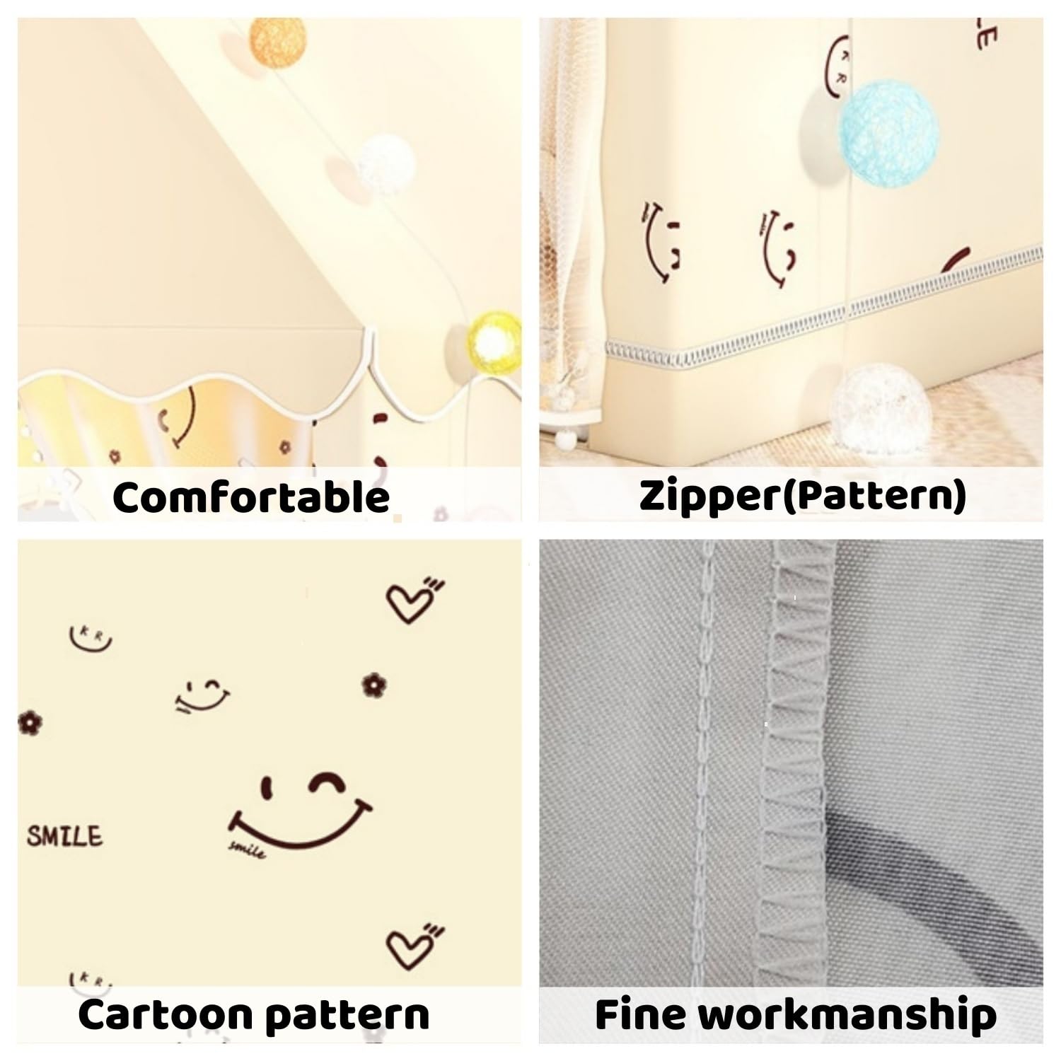 Tenda da gioco per bambini, Design della casa con tende, Casetta per bambini da interni per giocare, dormire e riposare, Beige