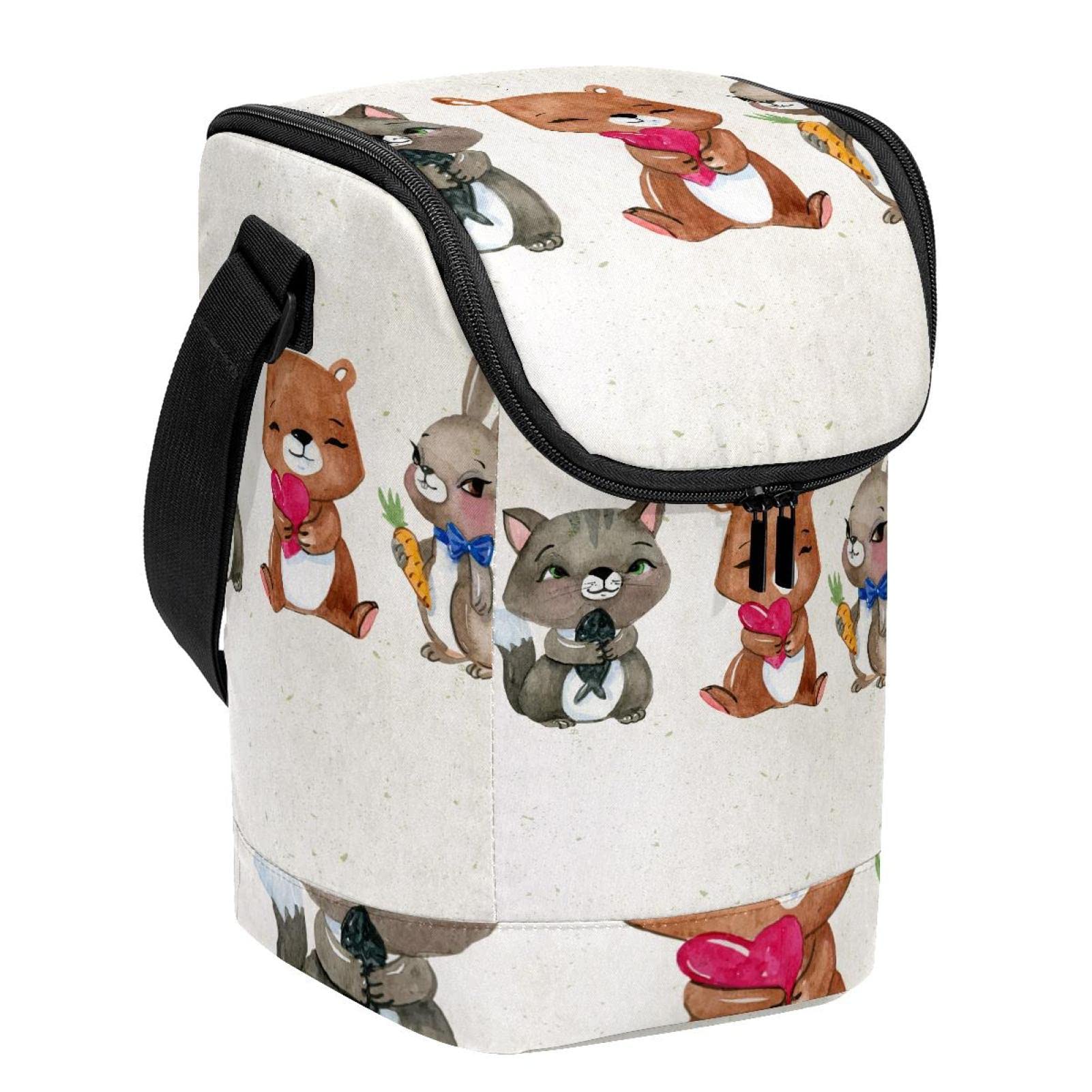 Bolsa de almuerzo de animales dibujados a mano con aislamiento térmico y diseño compacto