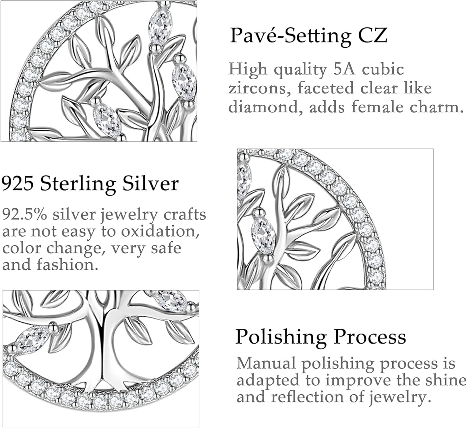 AEONSLOVE Tree of Life Necklace 925 Sterling Silver, Family Tree of Life Pendants Jewelry Gifts for Women Wife Mother, 18 Inch Chain - Image 8