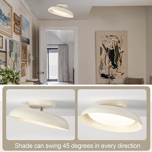 Miniatura 5 de Lámpara de techo LED moderna regulable, lámpara de techo semiempotrada de 15.7 pulgadas, lámpara de ángulo ajustable, acento de latón, para