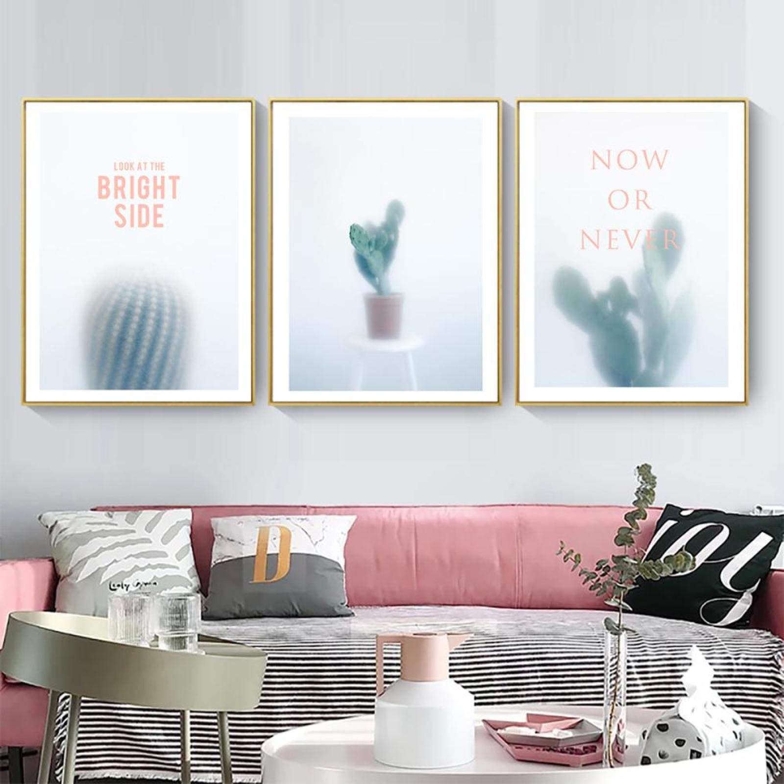XIANGPEIFBH Kunst Aquarell nebligen Kaktus Pflanze Englisch inspirierende  Phrase Leinwand Malerei Druckbilder Kinderzimmer Wand Wohnkultur  30x40cmx3pcs Ungerahmt : Amazon.de: Kche, Haushalt & Wohnen