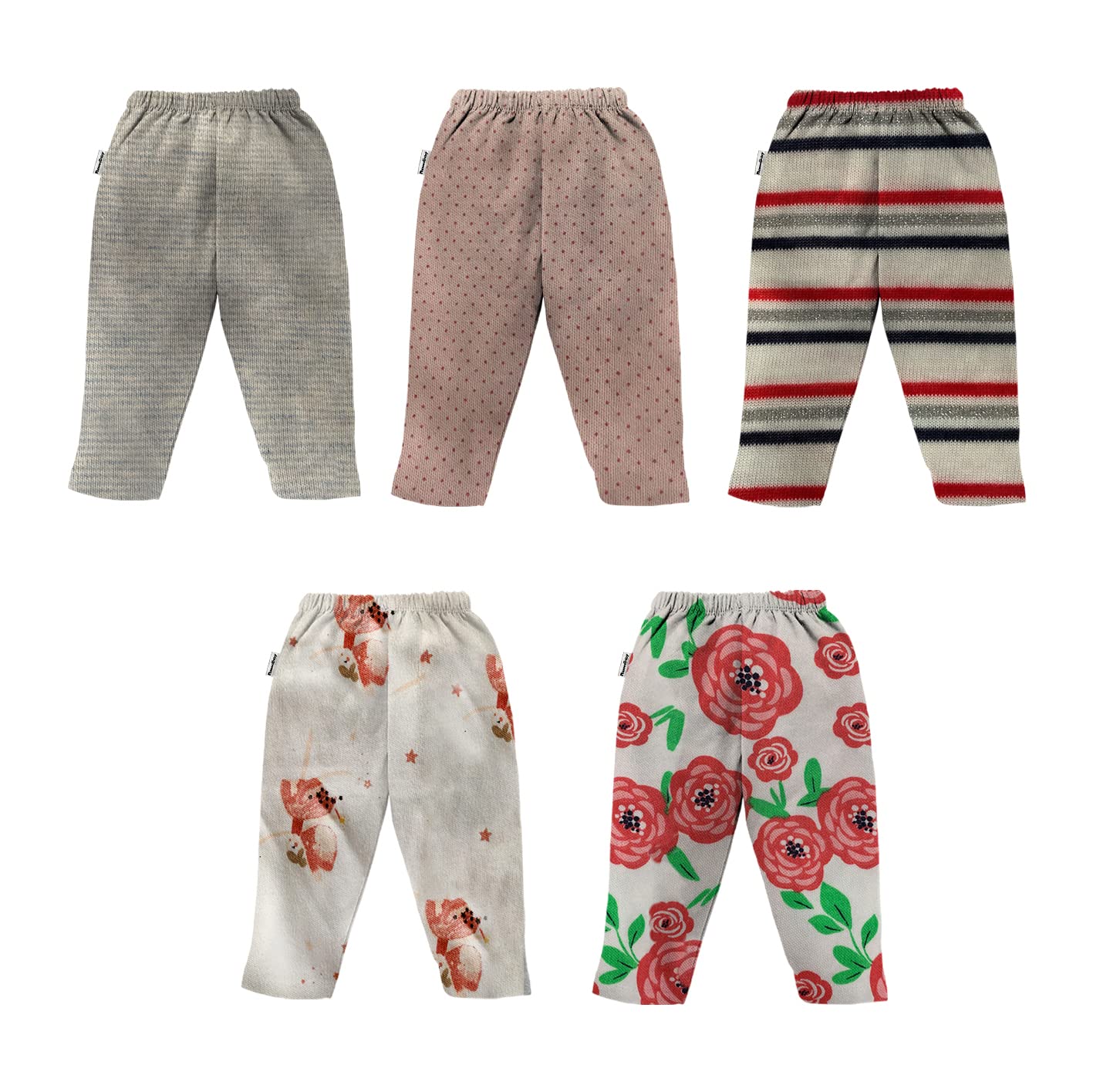 NammaBaby Girl's Cotton Printed Pyjama Pant Leggings Assorted Regular (Multicolour, 5-6 Years) 2