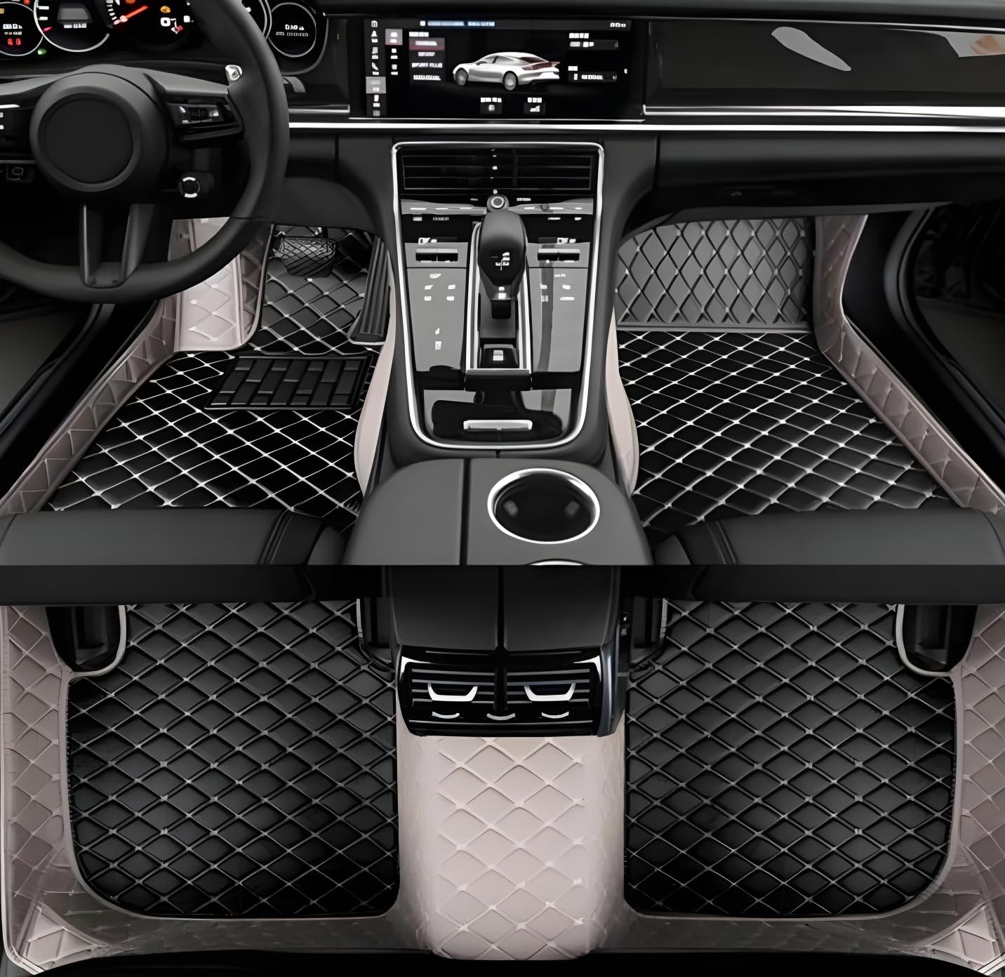 HAIUIKIK Luxury Leather Car Floor Mats for 2017-2022 Honda CR-V- Tailored, All-Weather, Easy to Clean，Premium Interior Protection (Grey Black