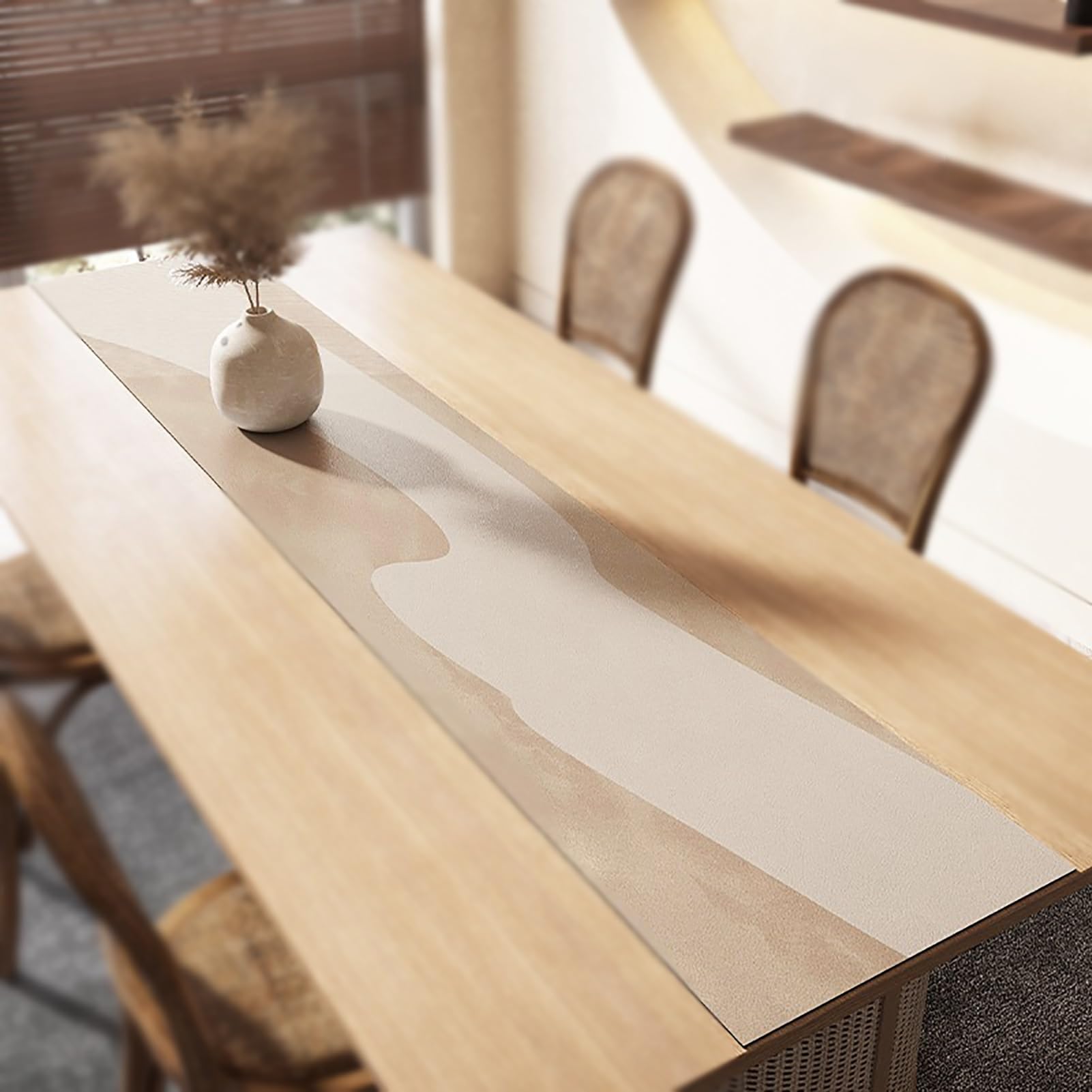 Chemin de table gris clair PU 0.8mm imperméable 160x30cm