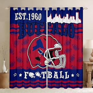 Erosebridal Football City Curtain,Gridiron Players Window Curtains,City Map Blackout Curtains,Sports Rugby Window Treatments Drapes for Bedroom for Sports Fans 52''Wx63''L,2 Panels