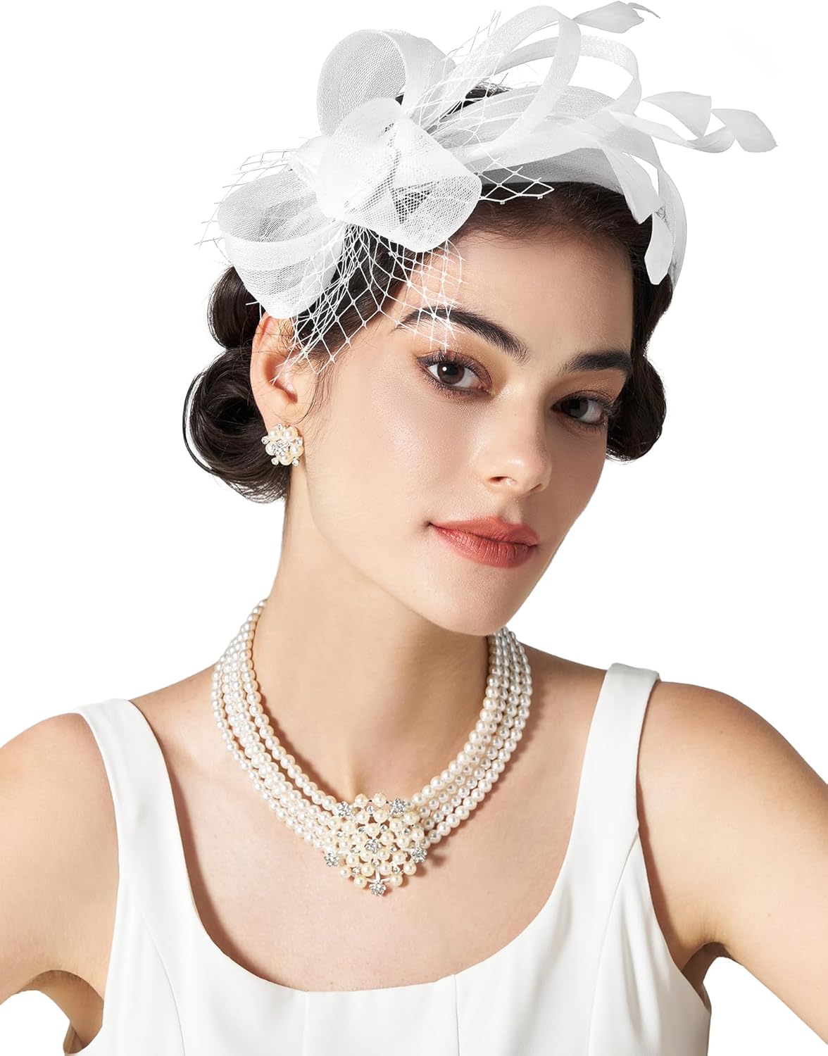 SWEETV Fascinators Headband with Feather, Women's Tea Party Hat for Kentucky Derby, Cocktail, Wedding, Fancy Dress Party - Image 2