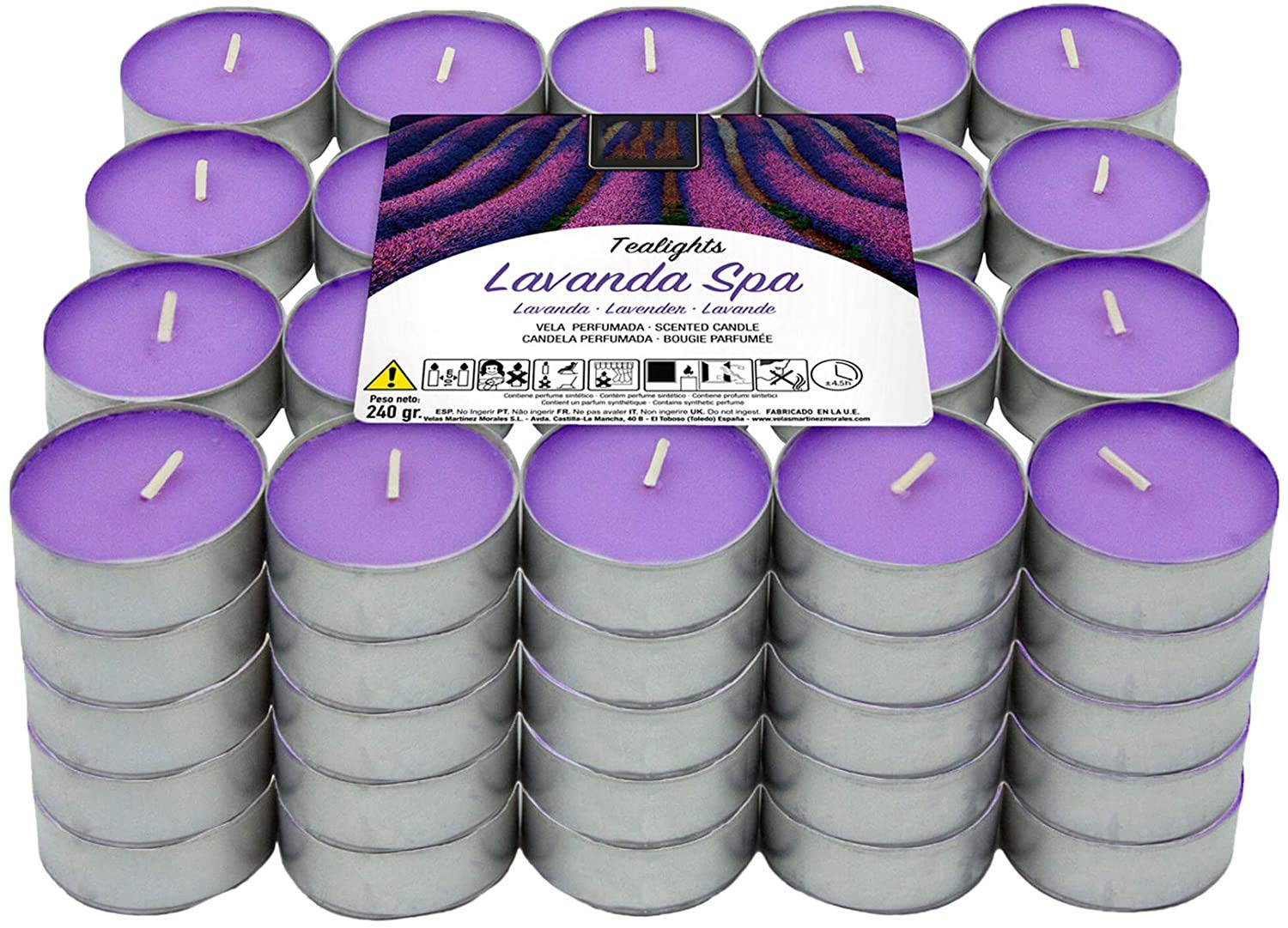 Velas de Té Aromáticas Velas perfumadas - 4 Horas de combustión(Lavanda, 100 Velas)