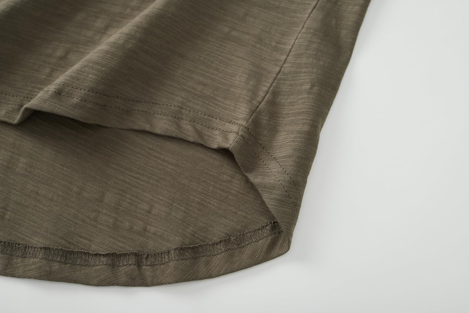 KLIEGOU Men's Slub Cotton Longline T-Shirt | 100% Textured Cotton Tee | Curved Hem | Crew Neck Casual Shirt | Pre-Shrunk - Image 6