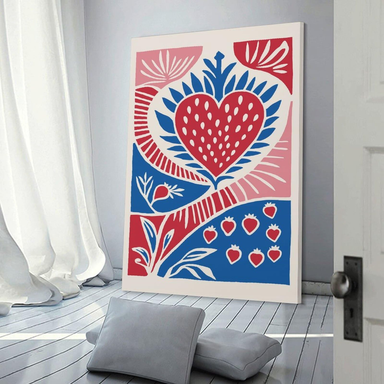 Junmoney Botanical Pop Art Canvas Wall Art, 12x18inch(30x45cm), for Bedroom, Guest Room Or Reading Nook, Decorative Wall Art for Cosy Rooms