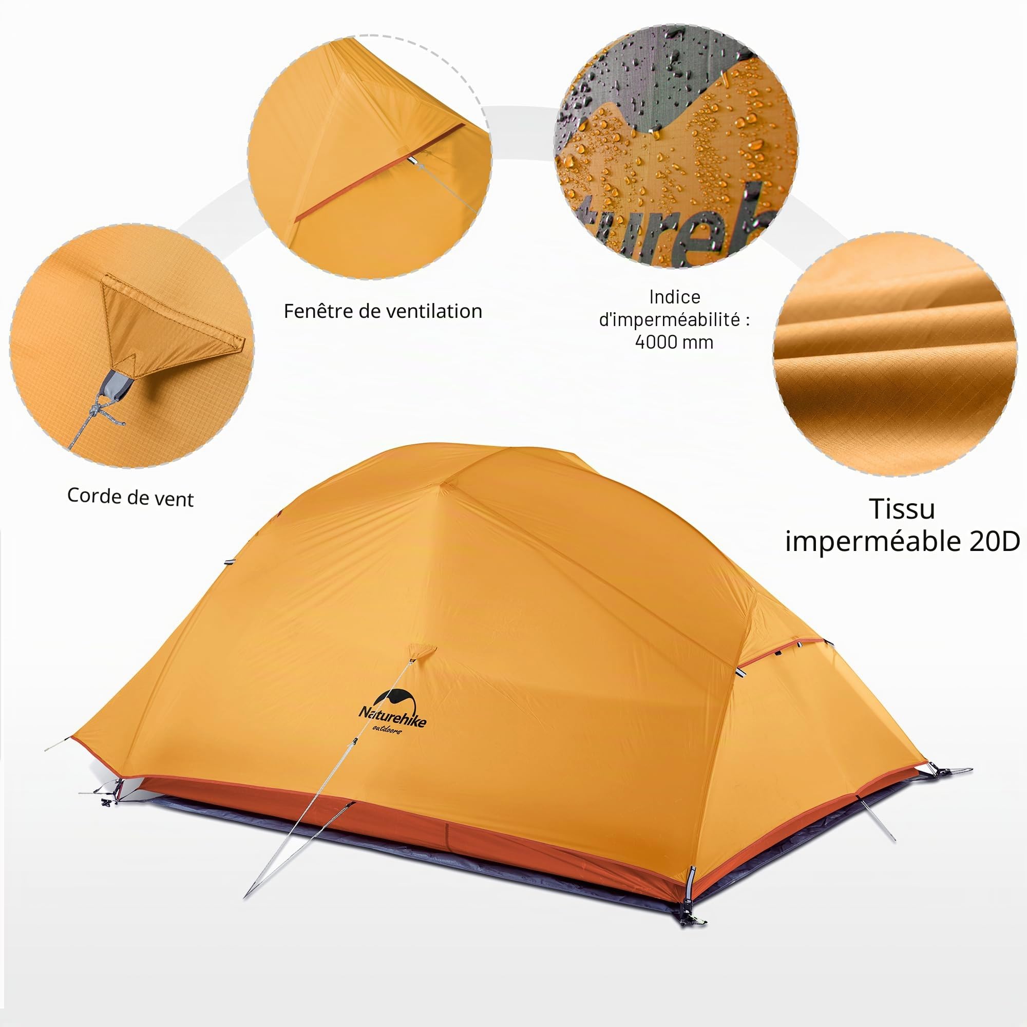 Naturehike Cloud-Up 3 Tente de Camping Ultra Légère Imperméable Autoportante Antisolaire Sac de Compression pour 3 Personnes pour Camping et Randonnée Alpinisme