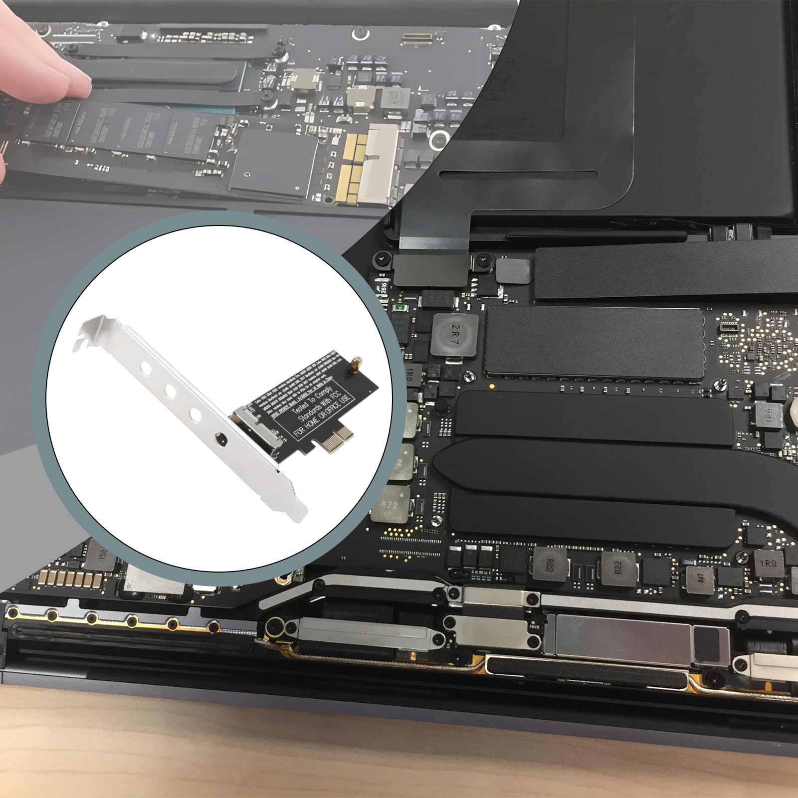 Adaptateur Carte SSD PCI-E 1X Vers 12+16 Broches Avec Déflecteur Métallique - Compatible Mac Pro Air 2013-2017