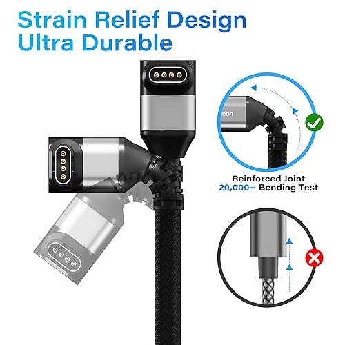 Miniatura 2 de Cable cargador de reloj Garmin en ángulo recto de 10 pies, USB A de 90 grados a Garmin Cable adaptador de carga rápida trenzado para Garmin Fenix,