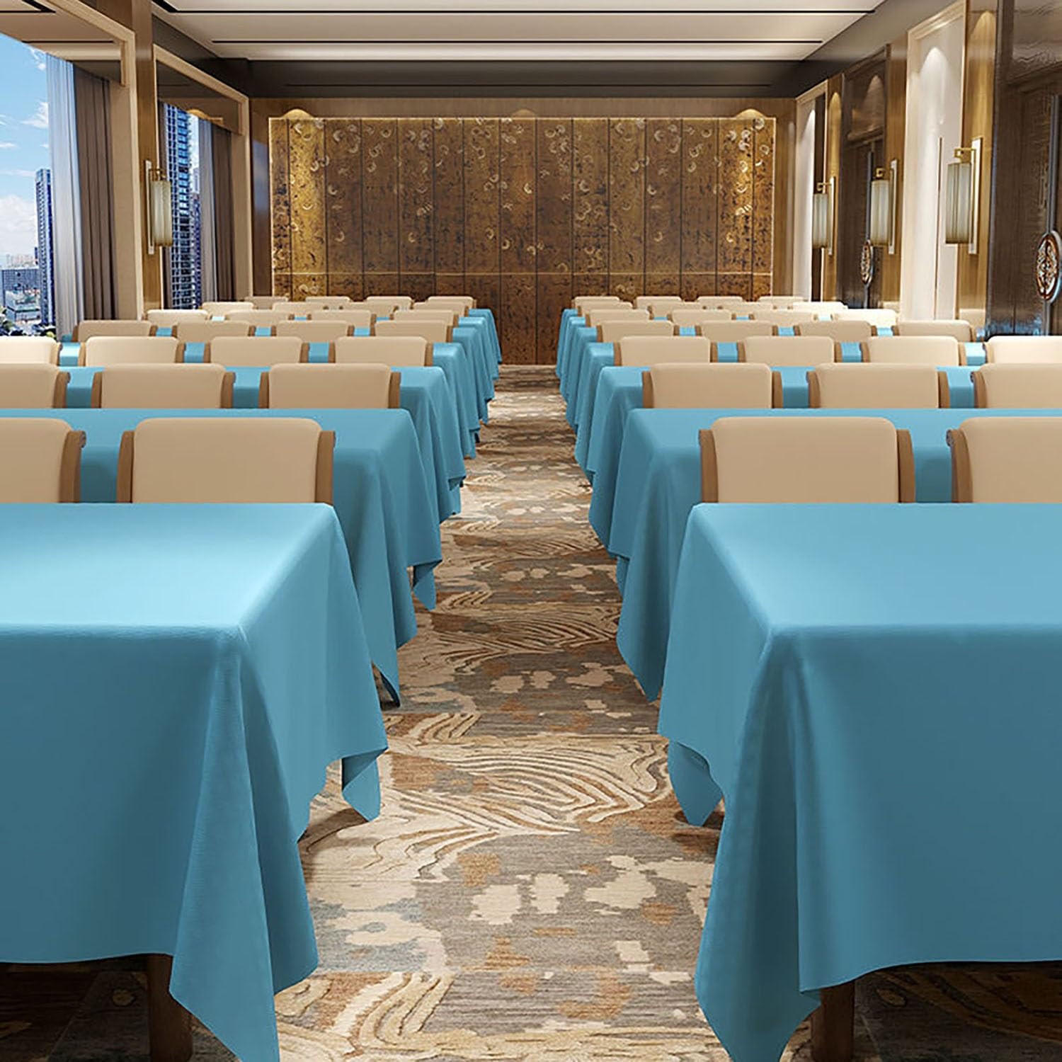 Mantel impermeable extra grande resistente para hoteles y restaurantes, tela de poliéster personalizable para banquetes de Navidad y conferencias (negro, 140 x 220 cm)
