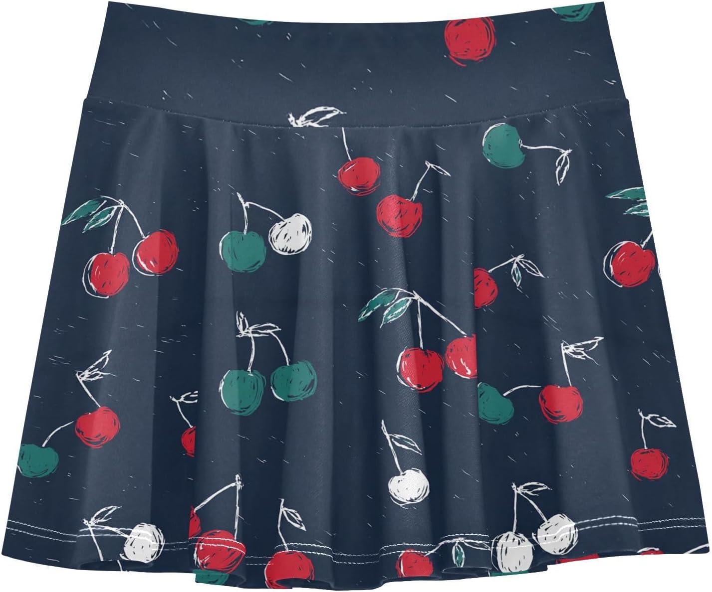 visesunny Dark Blue Chalk Cherry Girl's Golf Skirt Athletic Tennis Skort Sport Activewear with Double Layer Pockets